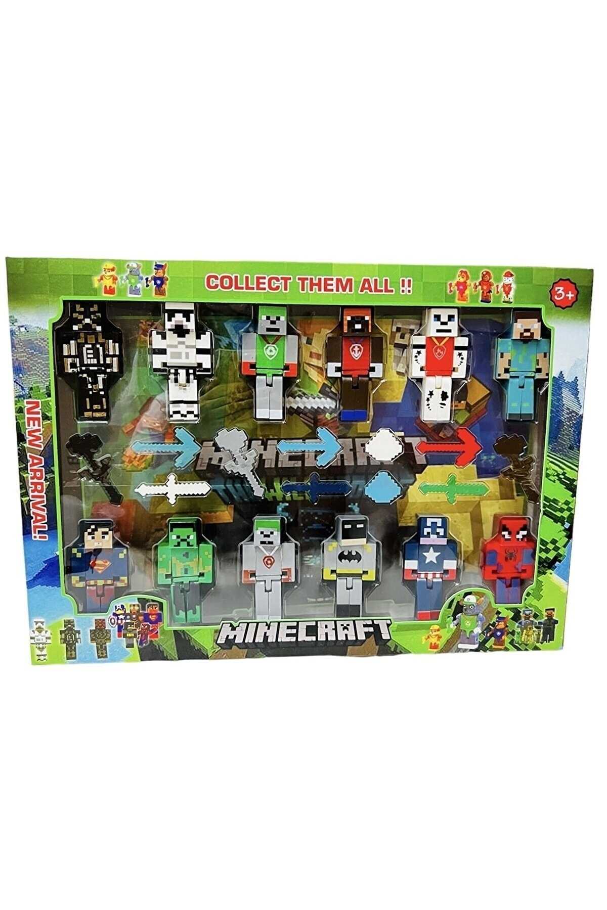 اسباب بازی های فیگور شخصیت 12 PIECES SUPER HERO TOY FIGURES 23 LEGO BUILDING FIGUR Minecraft