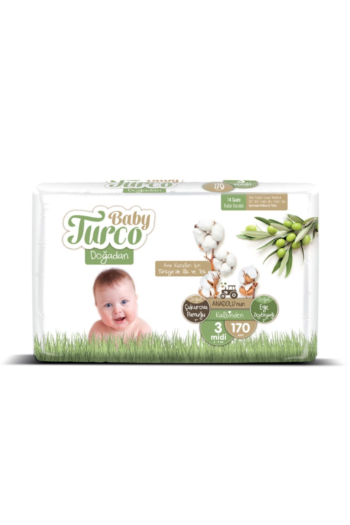 پوشک بچه دوغادان سایز 3 میدی 170 عدد اورجینال Baby Turco