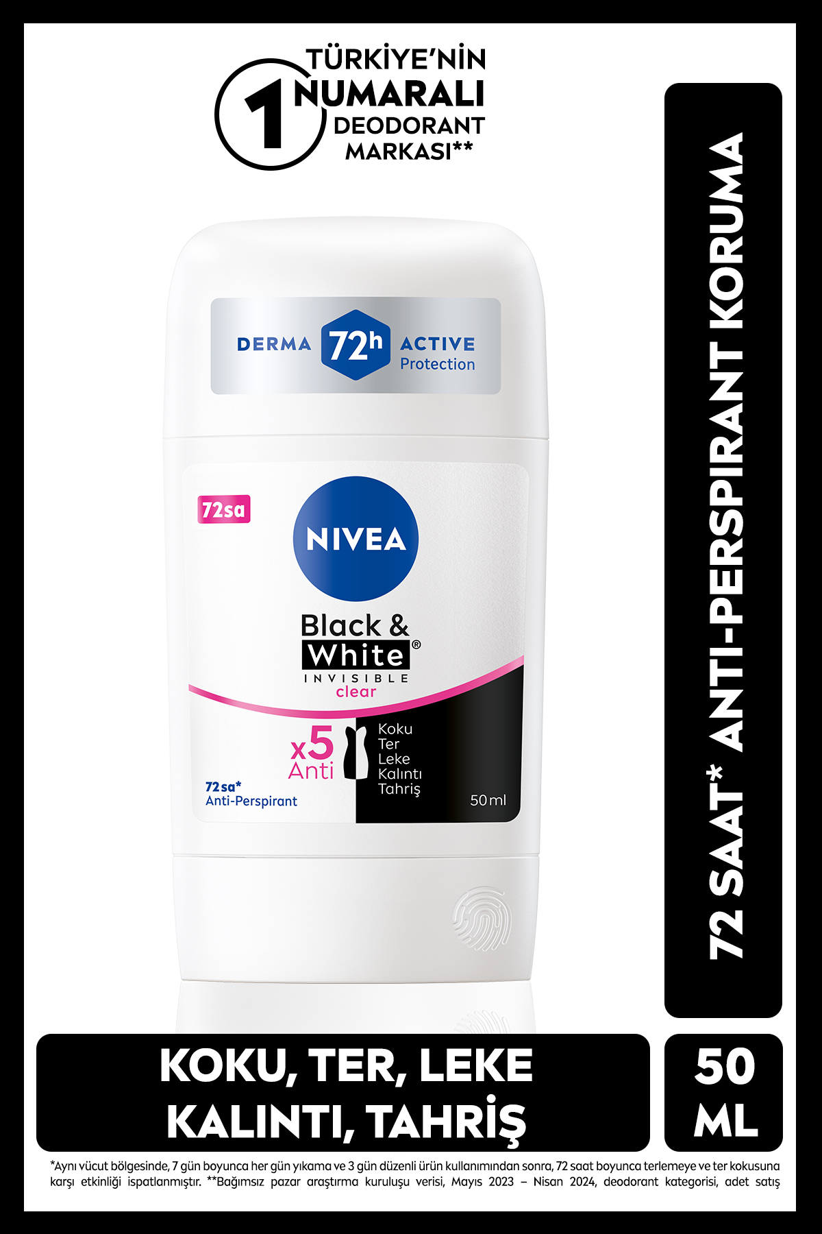 NIVEA ضد تعریق چوبی زنانه نیوئا مخفی سیاه و سفید شفاف 50 میلی لیتر