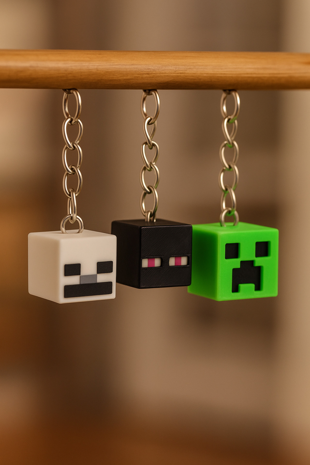 ست 3 تکه جاکلیدی MINECRAFT – کریپر اسکلت و فیگورهای اندرمن کلکسیونی هدیه Flexilab Creative
