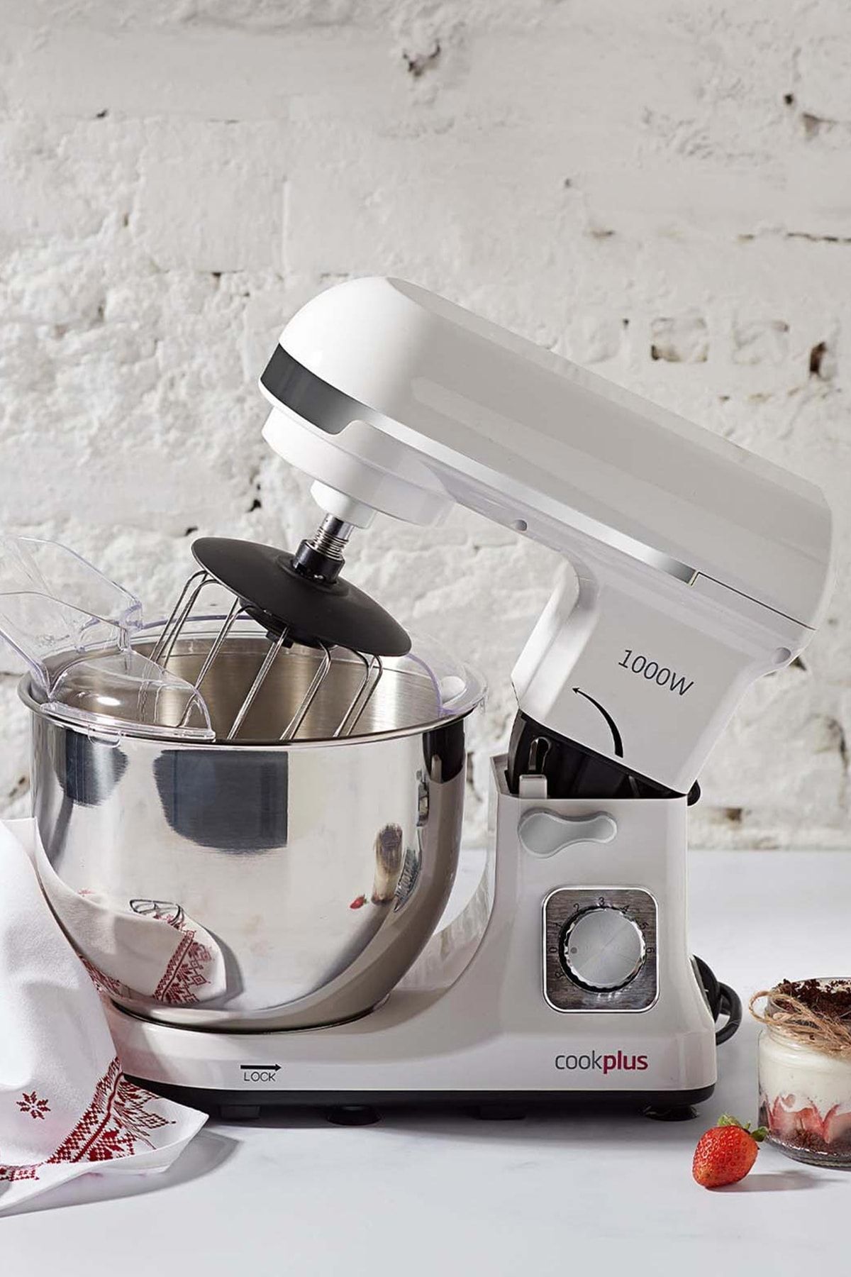 میکسر و ست QUICK CHEF 1001 STAND MIXER 1000 W CREAM اورجینال Cookplus