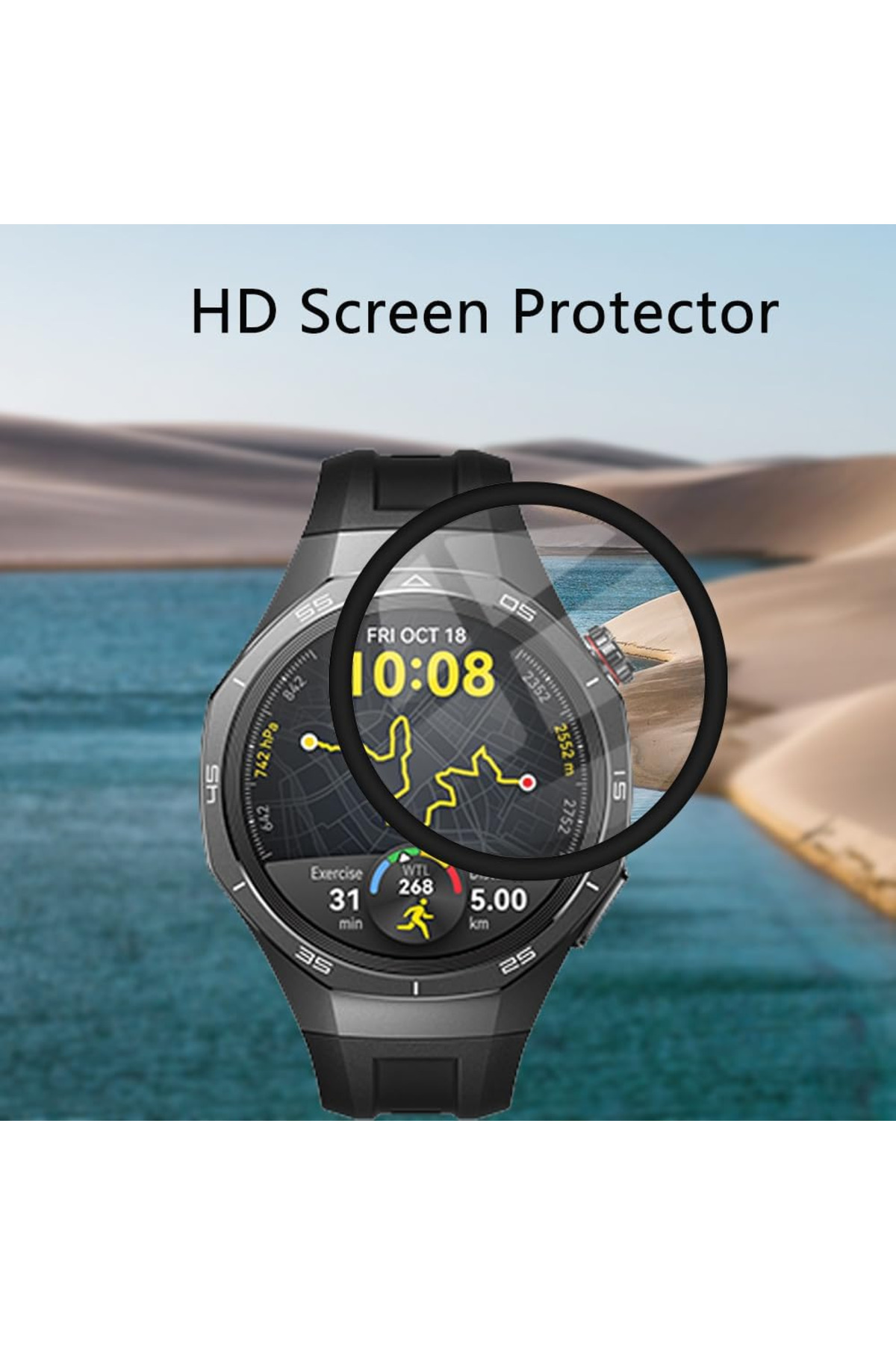 محافظ صفحه ساعت هوشمند نمایش حیوانات خانگی هوآوی GT5 PRO با پوشش کامل منحنی قاب مشکی 46 میلی متری فیبکس Fibaks