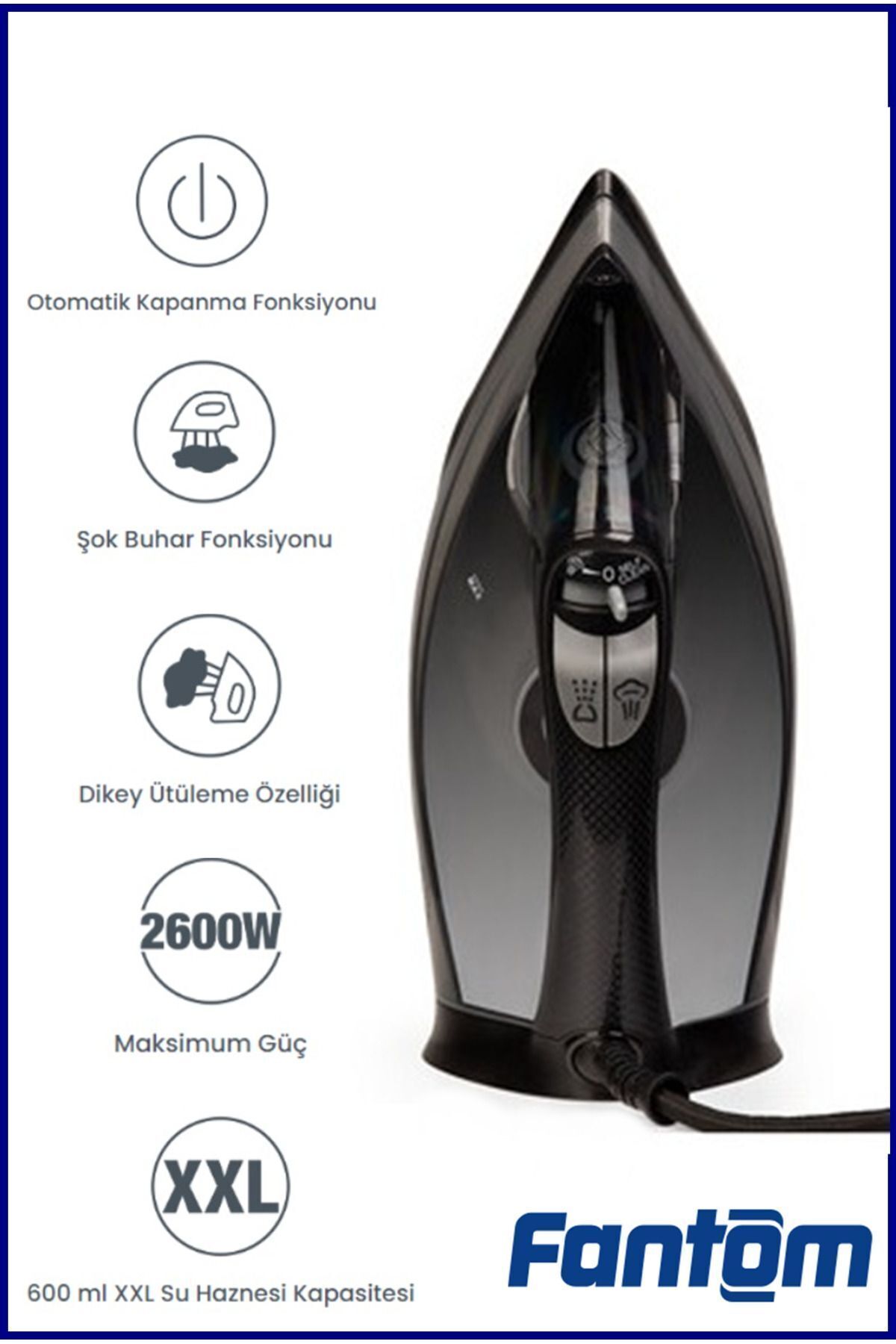 اتو بخار کفی سرامیک فورتزا 2600 وات 200 گرمی شوک اورجینال FANTOM