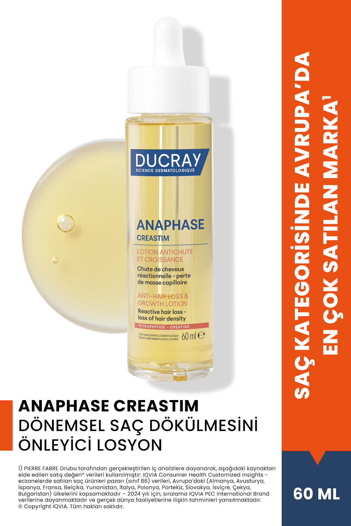 سرم و روغن مو لوسیون ضد ریزش CREASTIM REACTIV 60ML اورجینال Ducray