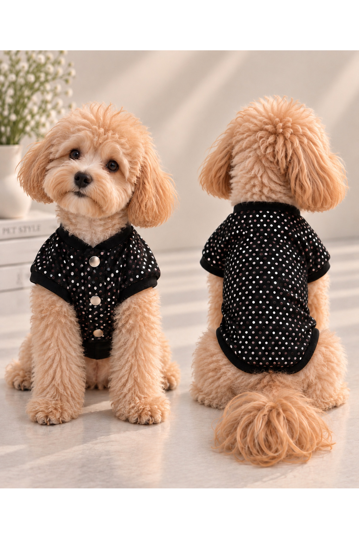 لباس بالاتنه خال‌خالی سگ ولورا پت‌شاپ Velora Pet Shop مشکی