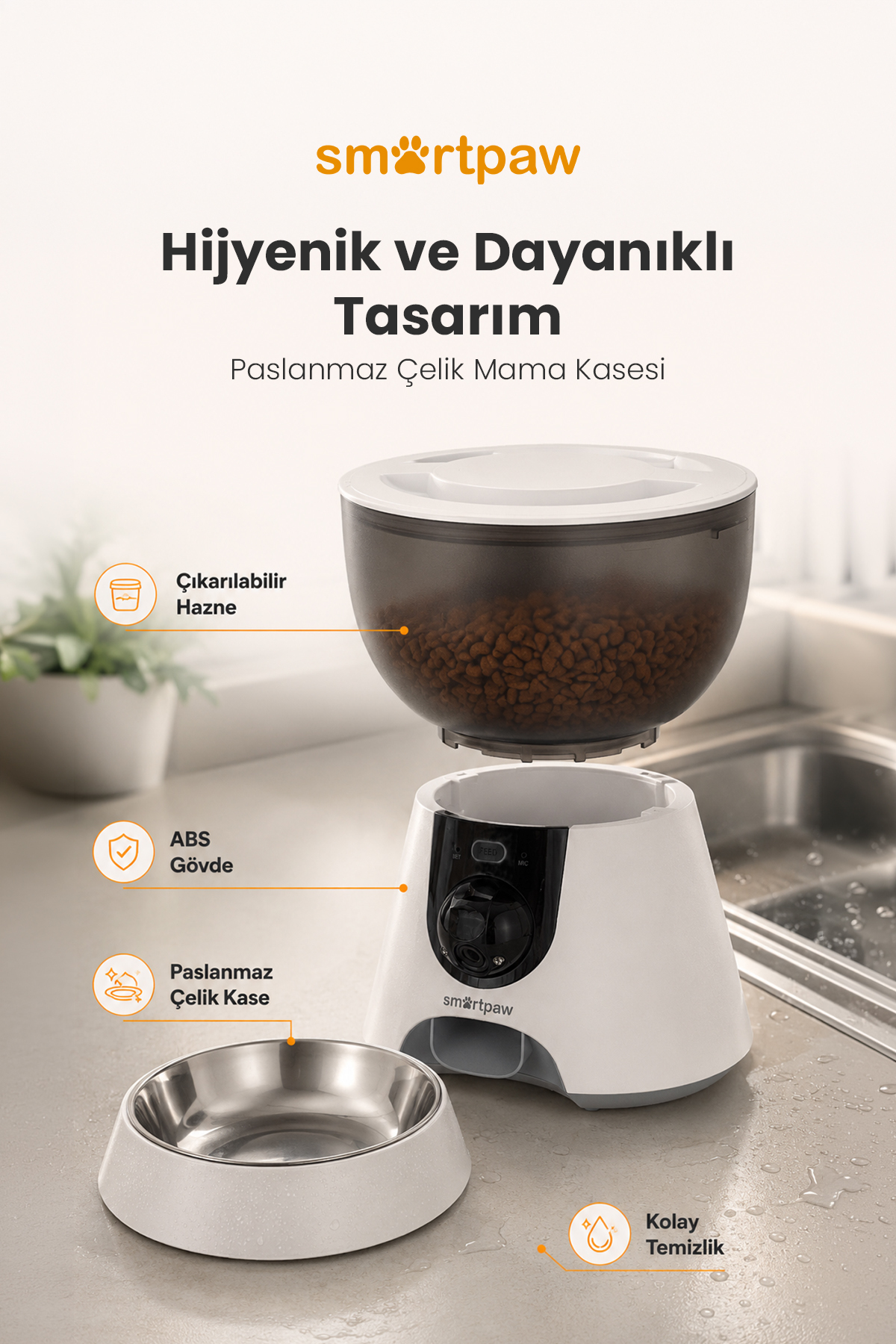 ظرف غذای خودکار هوشمند اسمارت‌پا SMARTPAW Fresh Feeder Ultra، ۴ لیتری، دوربین‌دار و مجهز به دید در شب