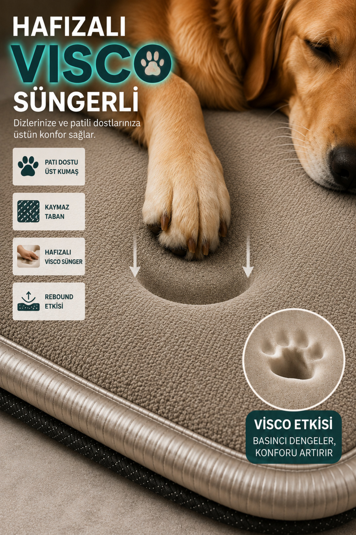 تخت گربه و سگ کارپتلا Carpetella PET-4421، فومی ارتوپدی با پتو، بژ