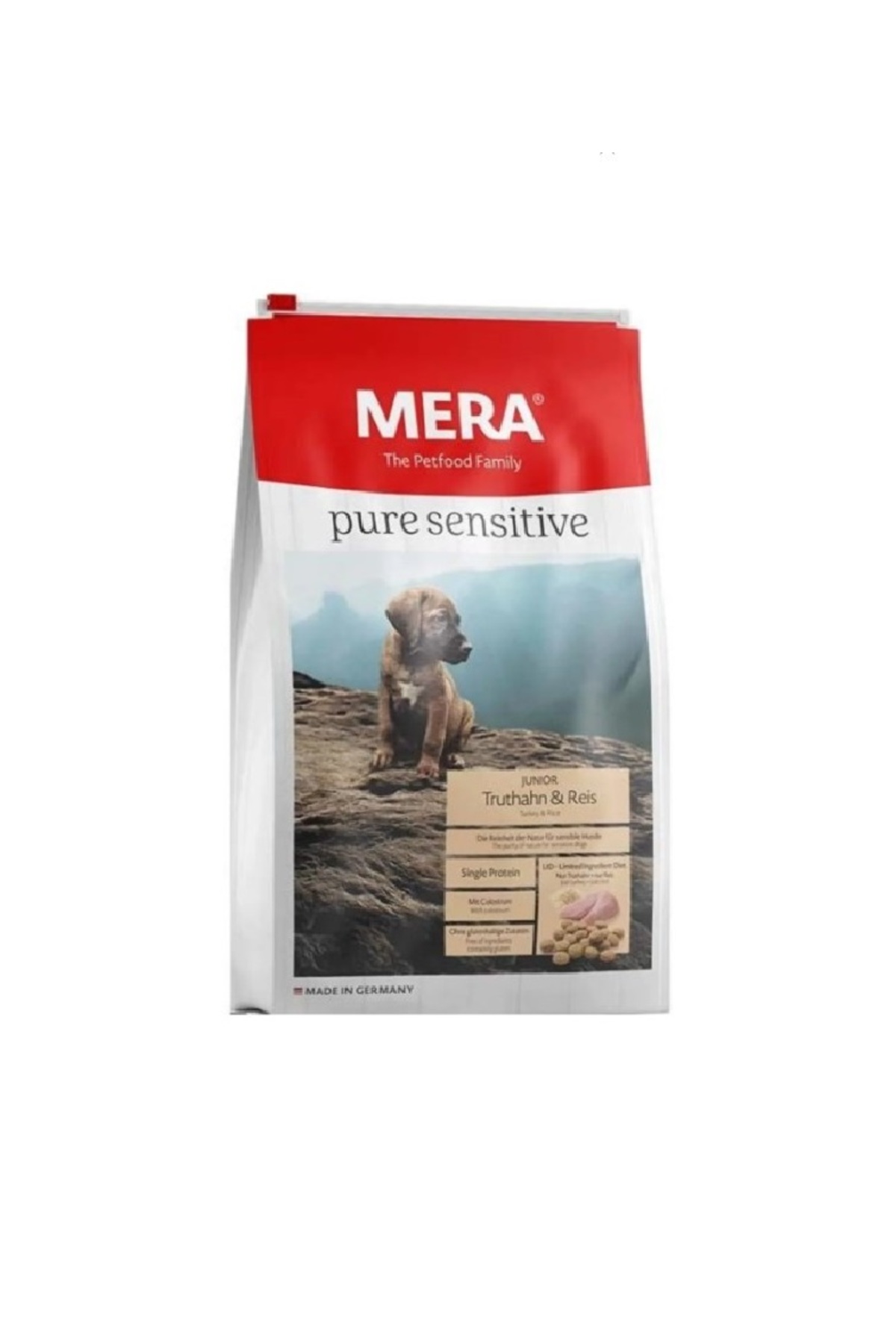 غذای خشک توله‌سگ مرا Mera The Petfood Family Pure Sensitive Junior با طعم مرغ و بوقلمون، ۱۲٫۵ کیلوگرم 12.5 Kg