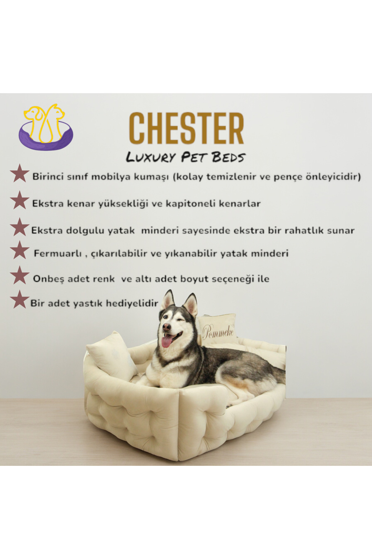 تخت گربه و سگ پت‌وود Petwood CHESTER مخملی قهوه‌ای، پنجه‌مقاوم