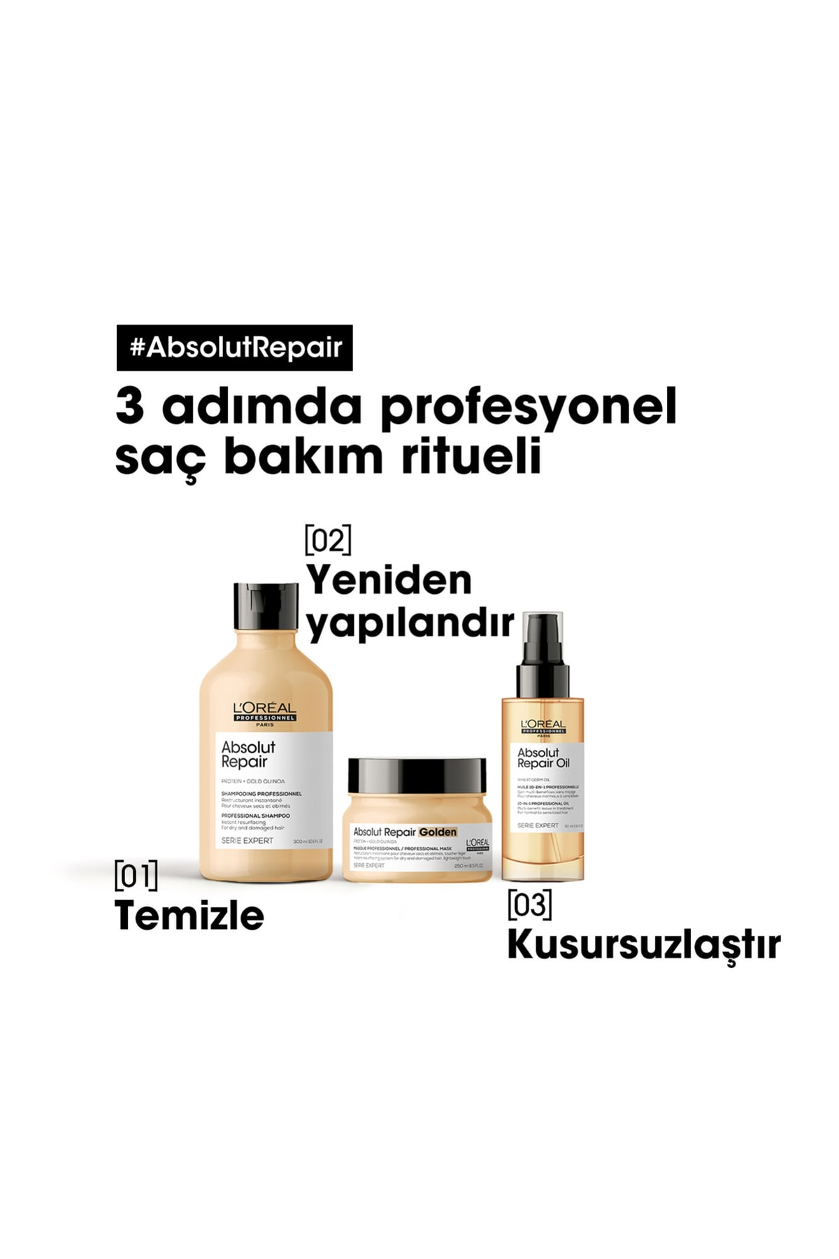 ماسک مو موی طلایی ترمیم کننده LOREAL PARIS ABSOLUT 250 میلی لیتری L'oreal Professionnel
