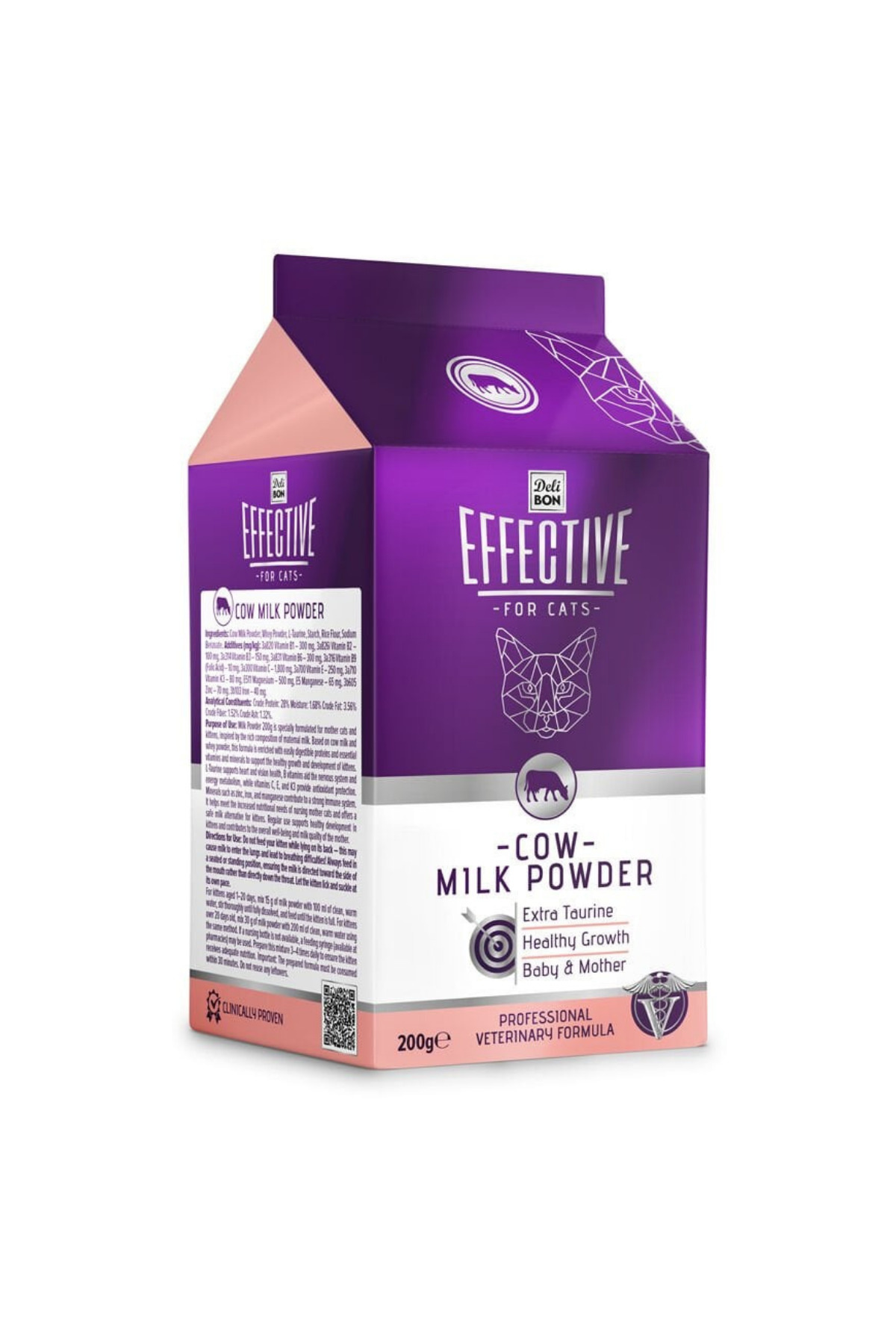 پودر شیر گاو مکمل گربه دلیبون Delibon Effective، ۲۰۰ گرم
