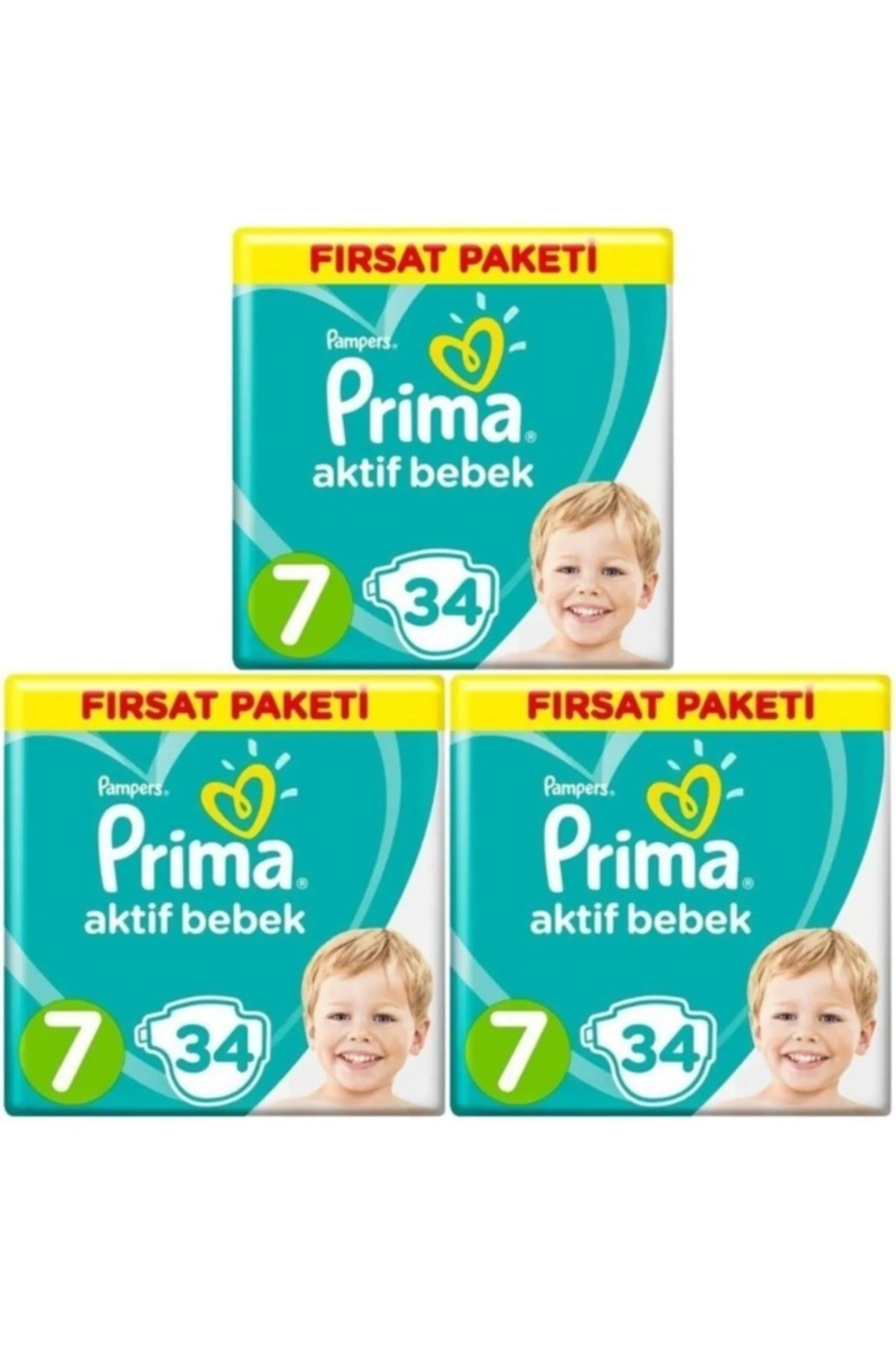 پوشک بچه سایز 7 102 تکه 34X3 PU بسته فرصتی ACTIVE BABY 15 کیلوگرمی اورجینال Prima