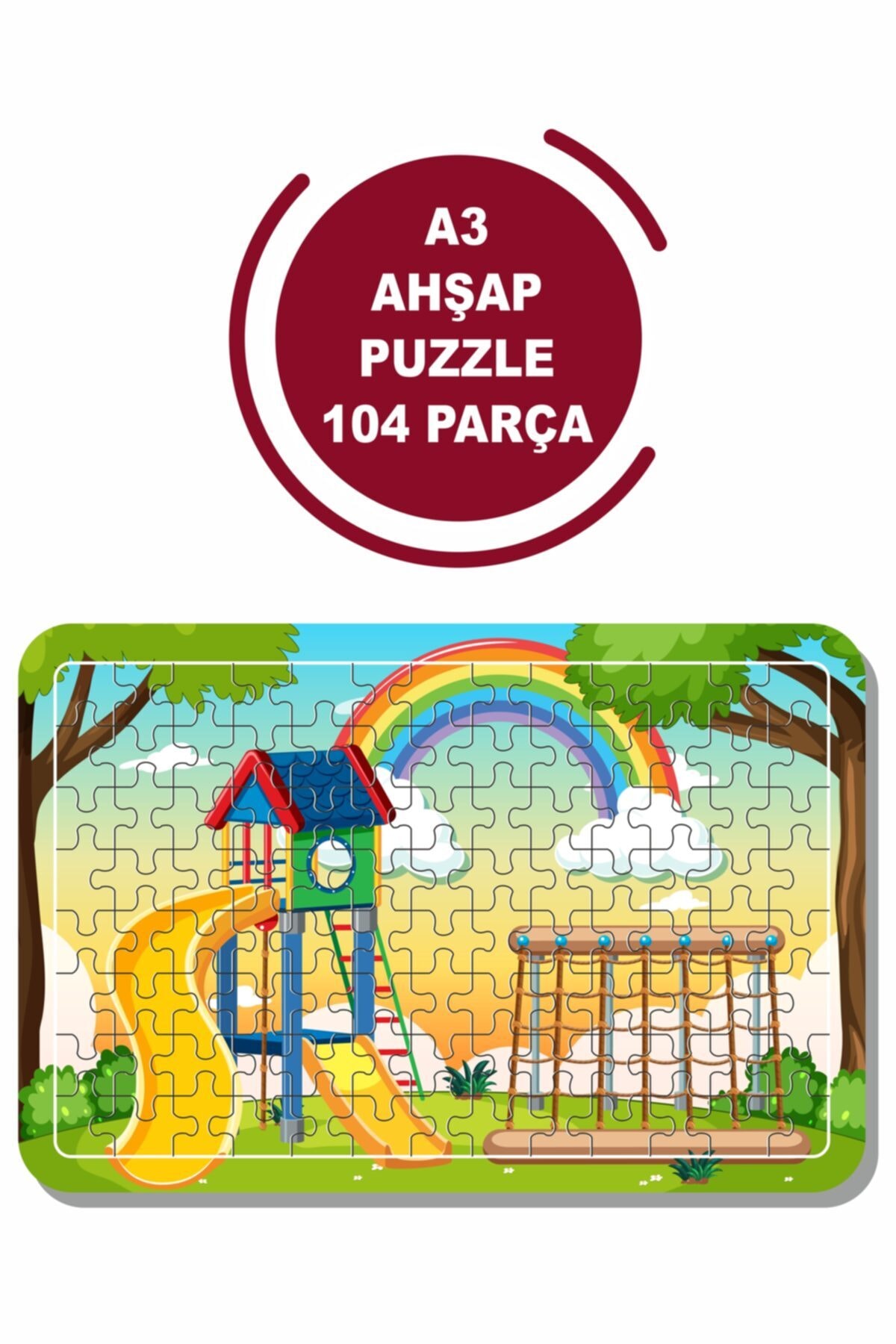 پازل زمین بازی A3 104 اسباب اره منبت کاری مویی Baskı Atölyesi