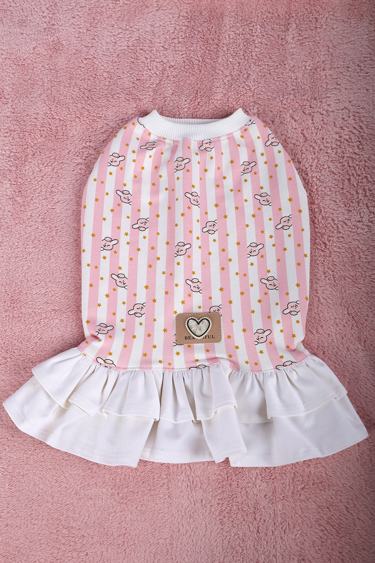 لباس سگ پتی تیلور Peti Tailor، راه‌راه صورتی نازک تابستانی چندرنگ
