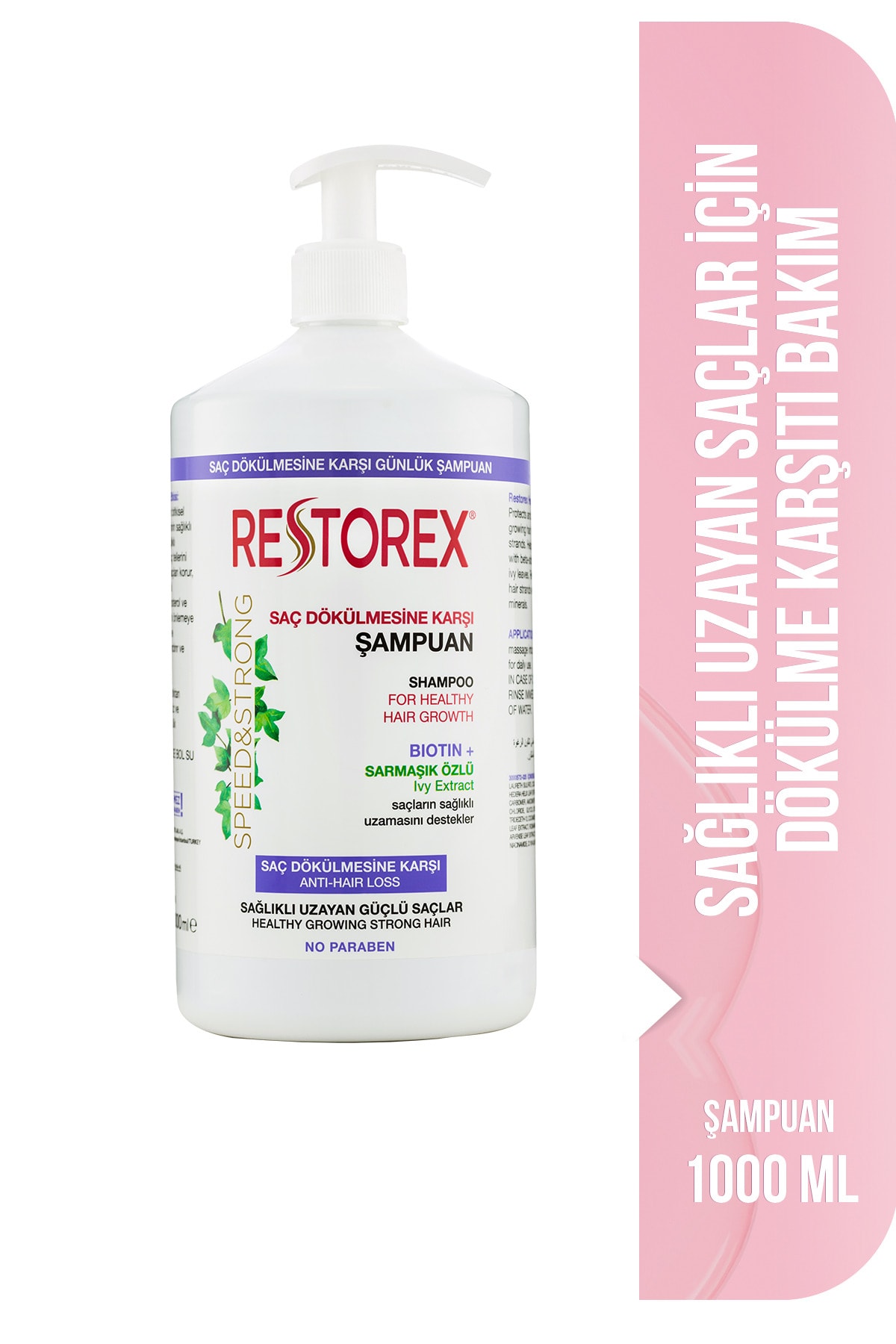 شامپو اسپید استرانگ ضد ریزش مو میلی لیتری با عصاره پیچک رشد سالم Restorex