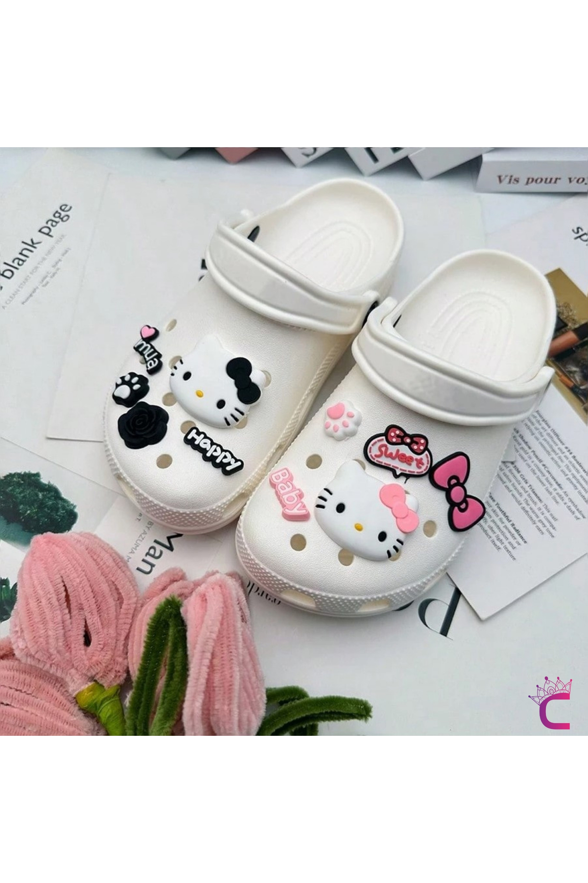 فیگور ست تزیینی دمپایی کودکان 10 تکه MUA HELLO KITTY JIBBITZ CROSS BEACH BAG CHARM SLIPPER ORNAMENTS CROCKS از ترکیه Cinderella