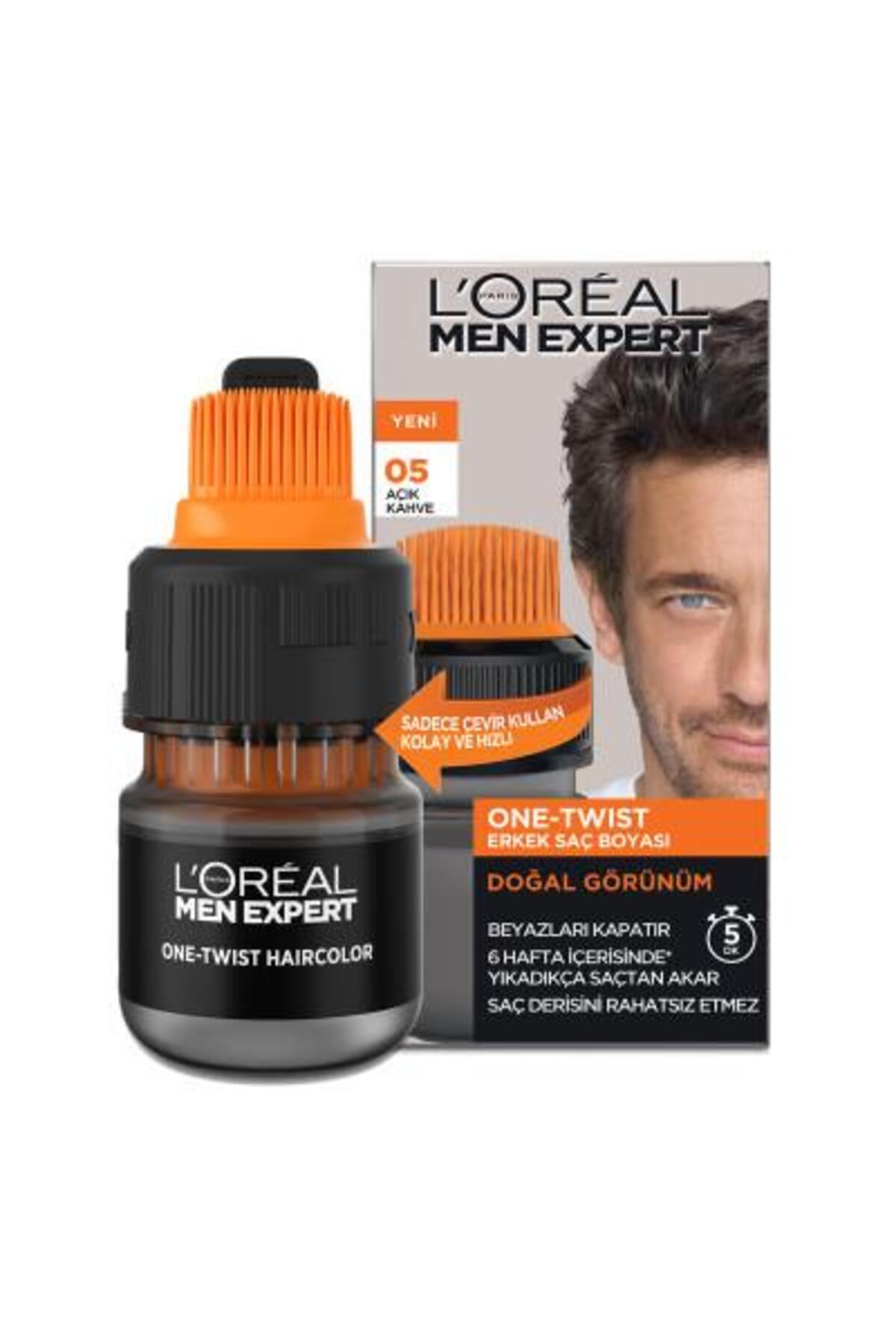 رنگ مو موی مردانه لورآل پاریس متخصص ONE TWIST 05 قهوه ای روشن L'Oreal Paris Men Expert