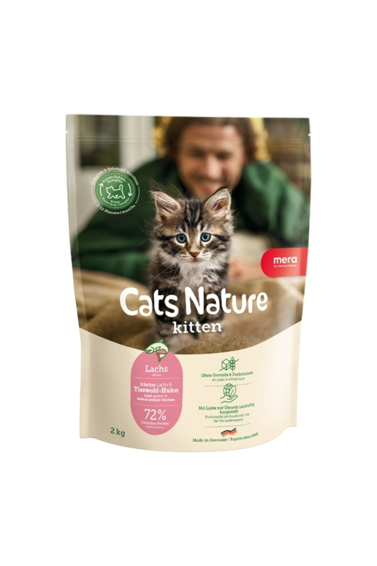 غذای خشک گربه مرا Mera Cats Nature Kitten با طعم سالمون، ۲ کیلوگرم
