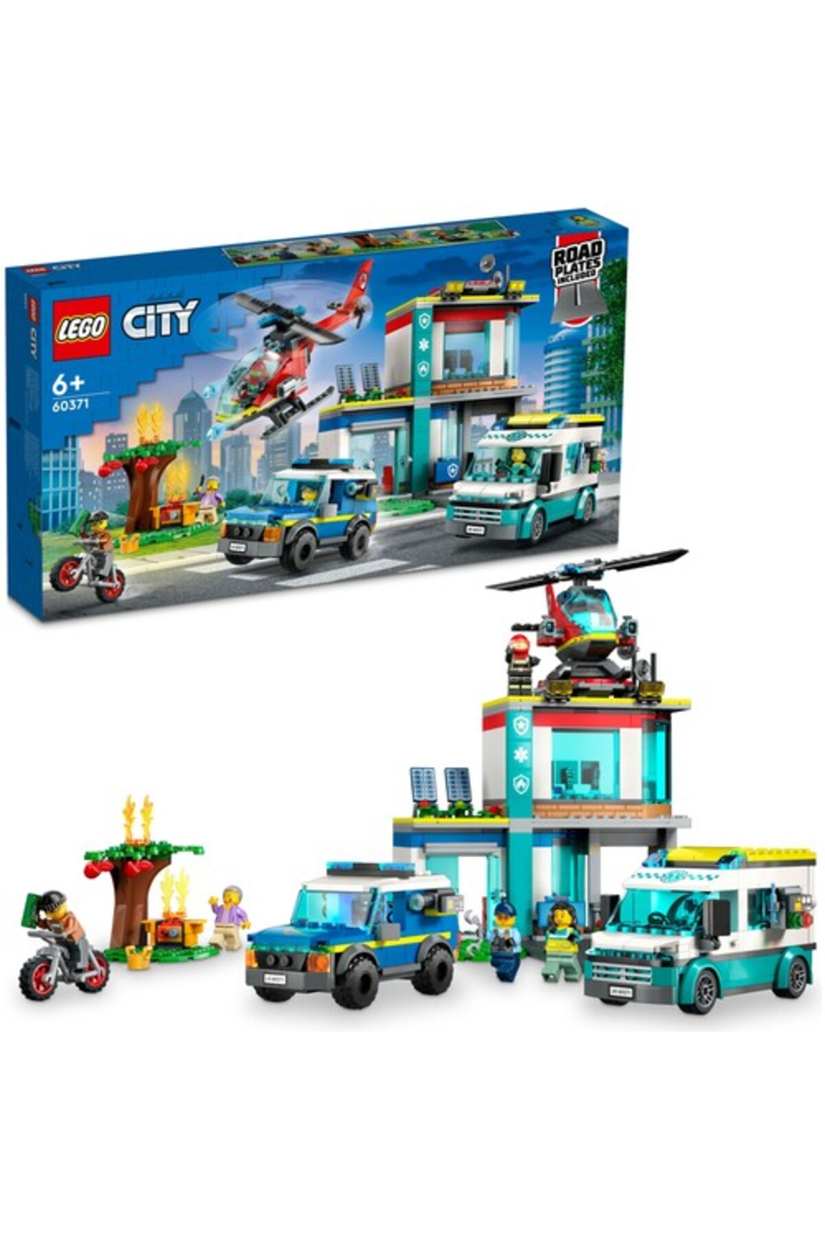 LEGO لگو مجموعه ساختمانی مرکز خودروهای اورژانس شهری 60371 برای کودکان 6 سال به بالا (706 عدد)