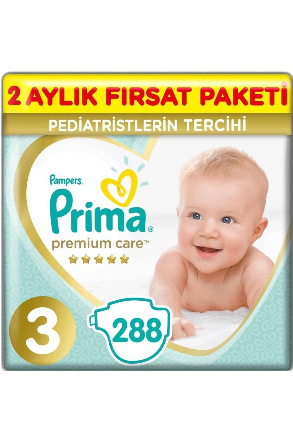پوشک بچه بسته بندی فرصت ماهانه 144 عددی درجه یک سایز 3 عدد 2 اورجینال Prima