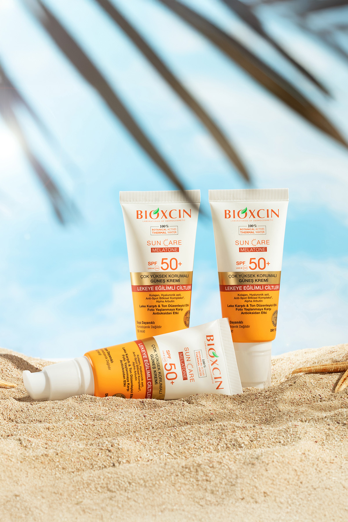 کرم ضد آفتاب صورت با SPF 50 مناسب پوست های مستعد لک 50 میلی لیتر حاوی آلفا آربوتین، کلاژن و اسید هیالورونیک بیوکسکین Bioxcin