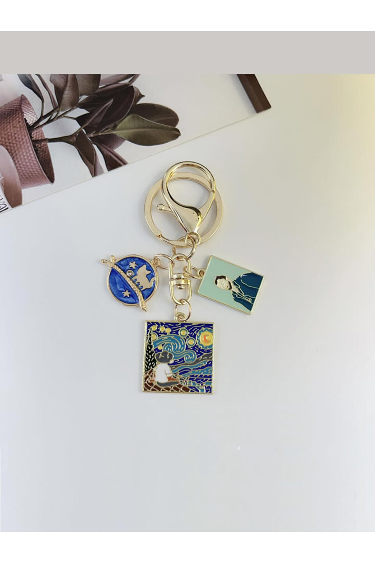 جلیقه کلید STARRY NIGHT جاکلیدی طلسم فلزی ون گوگ neşe palamudu