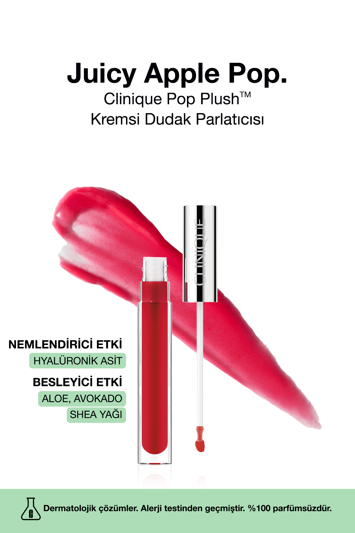 رژ لب POP PLUSH ™ CREAMY LIP SHINE رنگ: آبدار APPLE 3.4ML | پایان روشن اثر مرطوب کننده Clinique