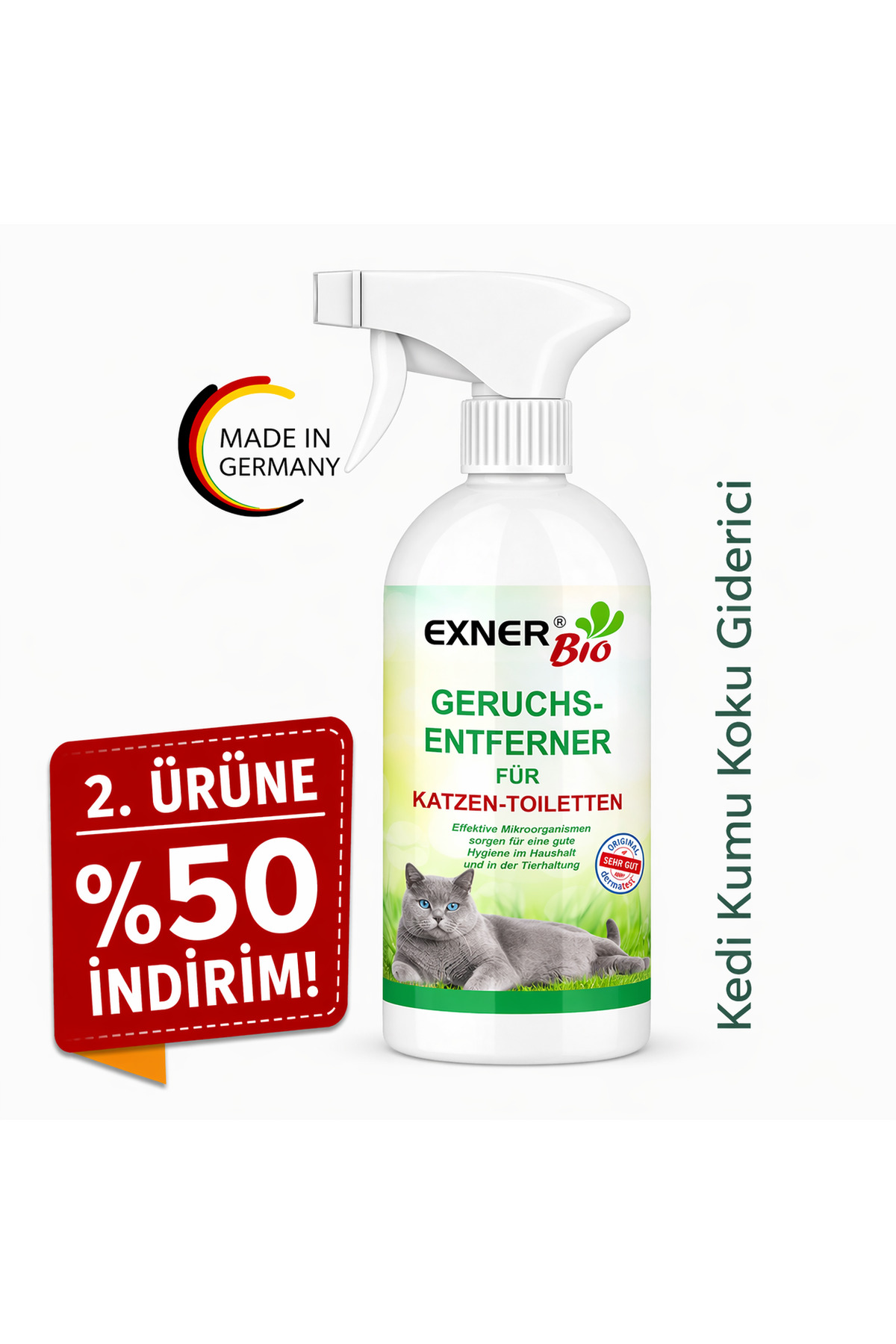 اسپری بوگیر خاک و توالت گربه اکسنر بیو Exner Bio، ۵۰۰ میلی‌لیتر نارنجی