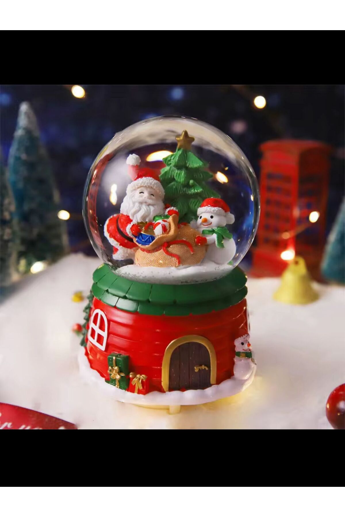 گوی برفی SNOW GLOBE سال نو با سایز مگا اسپری خودکار برف چراغ و موسیقی از ترکیه nesever store