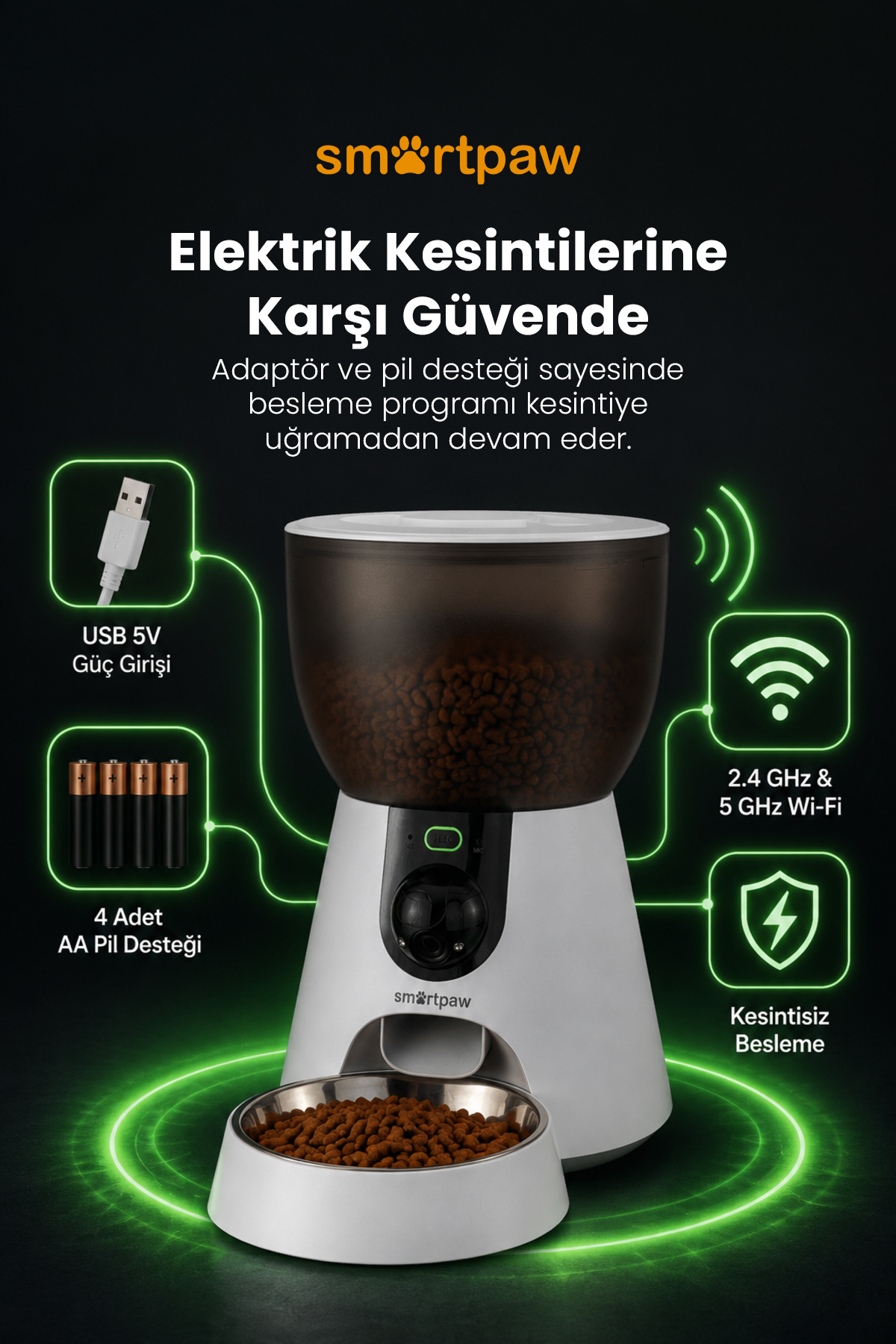 ظرف غذای خودکار هوشمند اسمارت‌پا SMARTPAW Fresh Feeder Ultra، ۴ لیتری، دوربین‌دار و مجهز به دید در شب