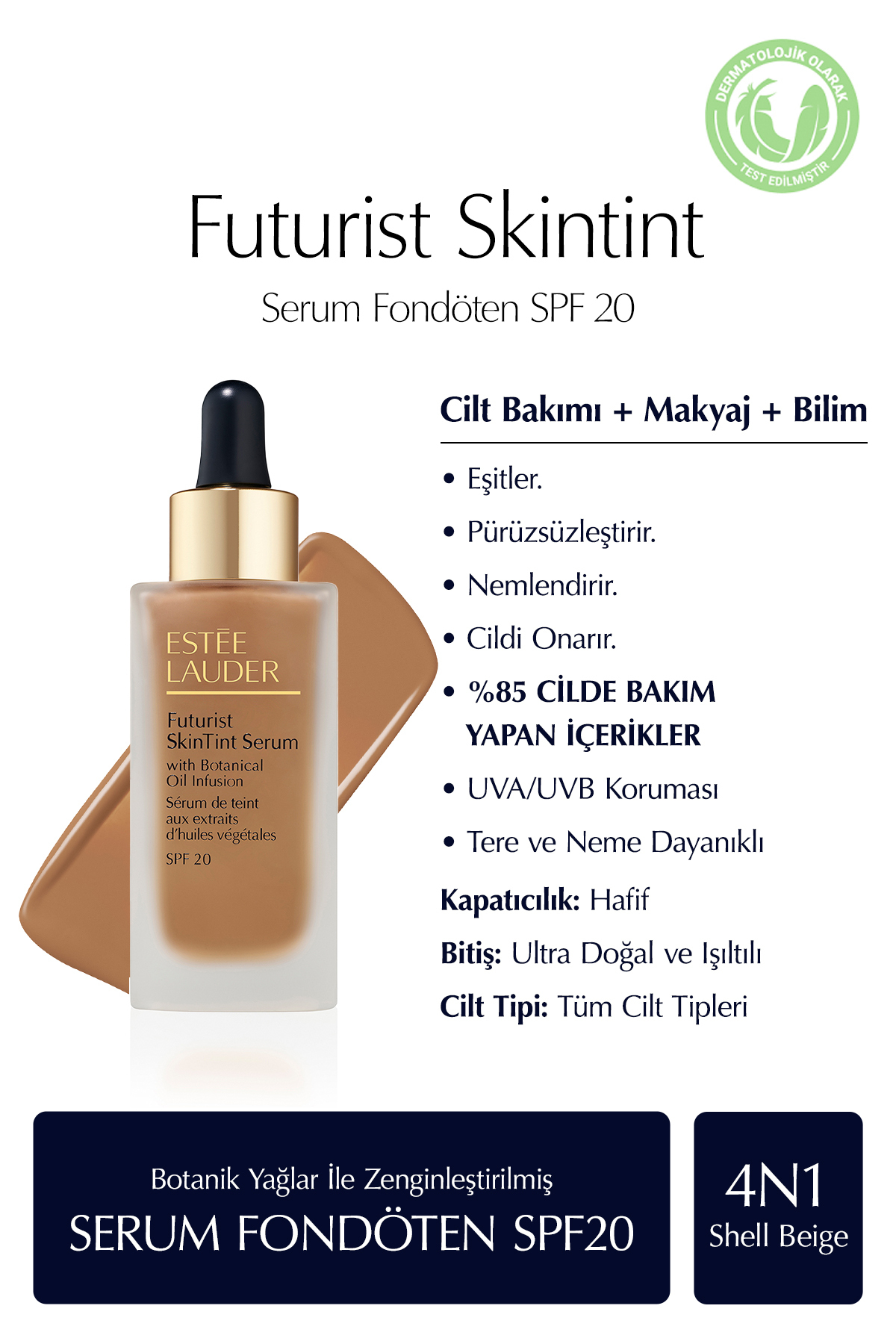 Estee Lauder پایه سرم مرطوب کننده Futurist Sintint 30 میلی لیتر SPF20 رنگ: 4N1 صدفی بژ