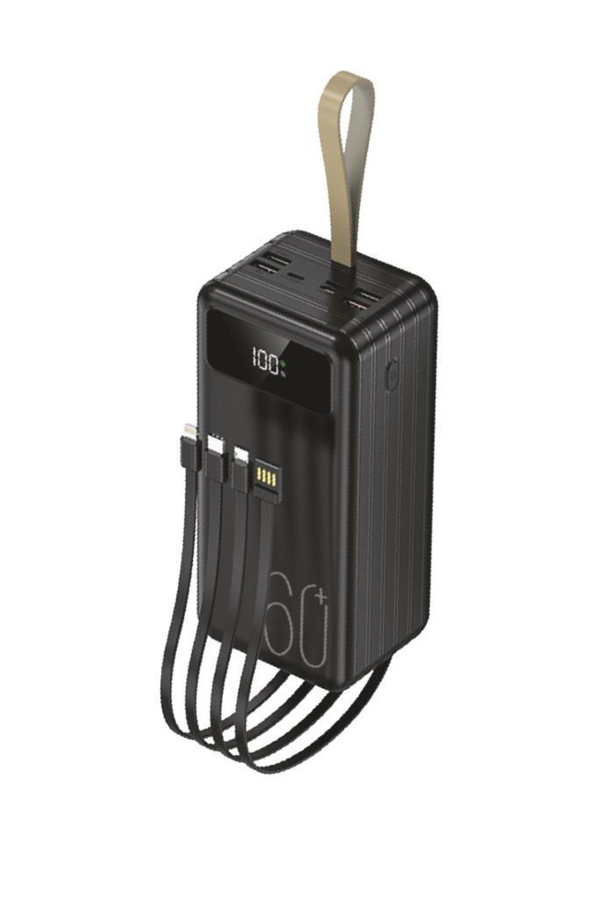 پاوربانک شارژ سریع قابل حمل TRM 1060 مشکی LED 4 خروجی 60000 میلی آمپر ساعتی با نشانگر دیجیتال اورجینال Torima
