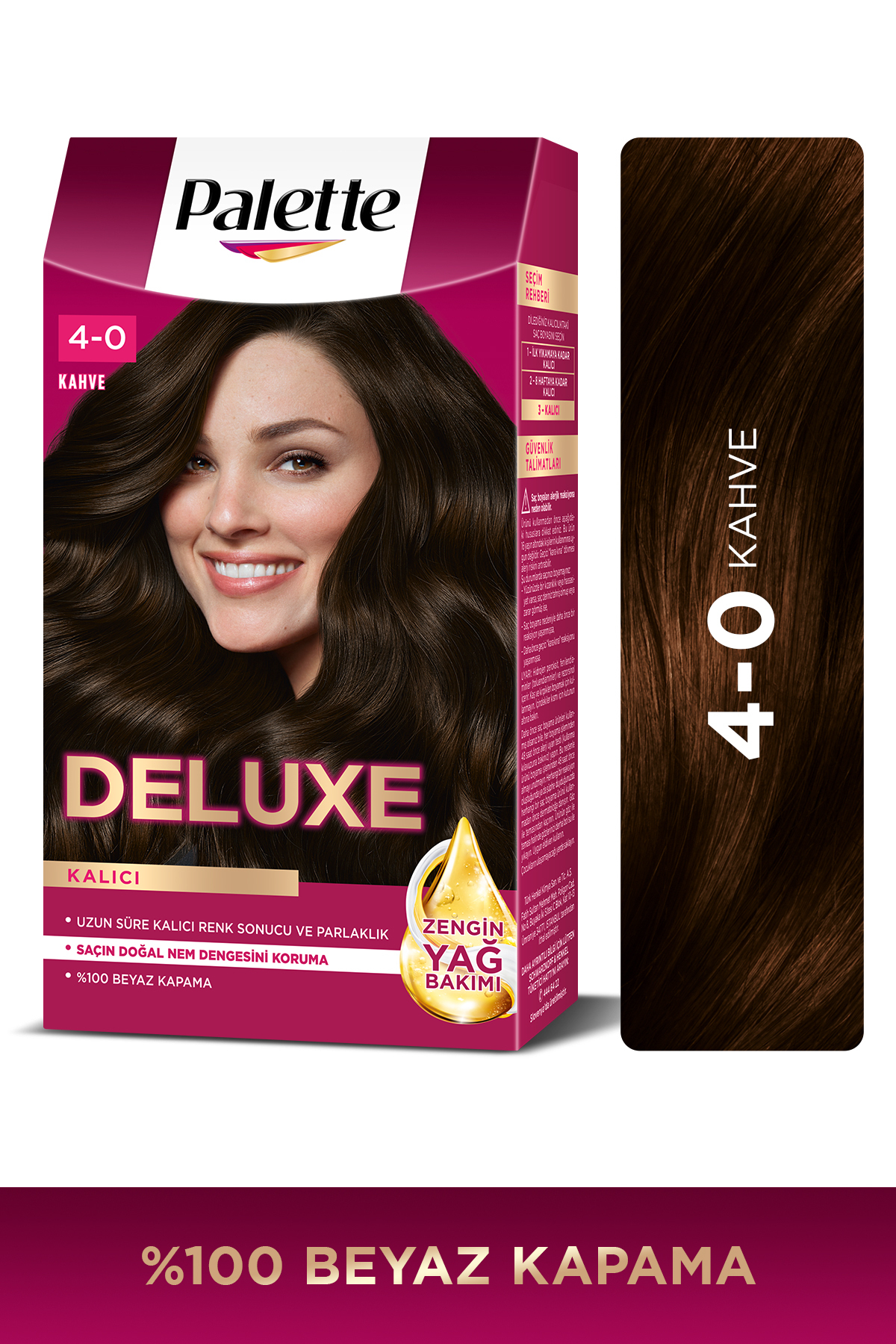 کیت رنگ مو و ماسک مراقبت از مو Deluxe 4-0 با رنگ قهوه‌ای و خاصیت زینک پالت Palette