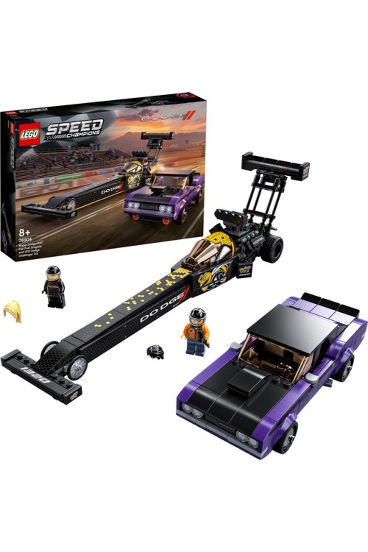 اسباب بازی های آموزشی SPEED ​​MOPAR DODGE SRT TOP FUEL DRAGSTER و 1970 CHALLENGER ​​76904 اورجینال LEGO