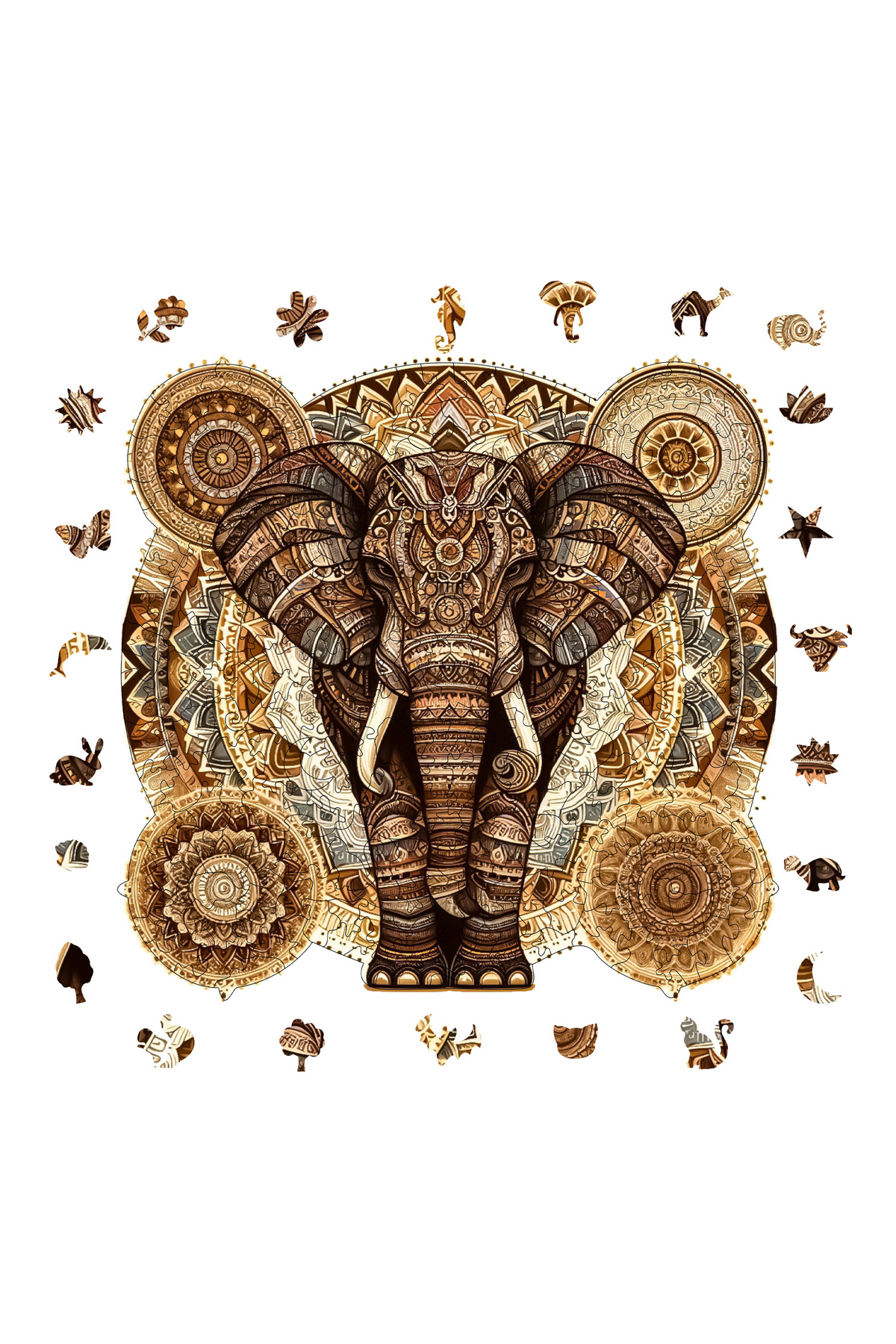پازل چوبی فیل ماندالا با شکوه 250 قطعه 29X28 سانتی متر از ترکیه WePuzzleUp