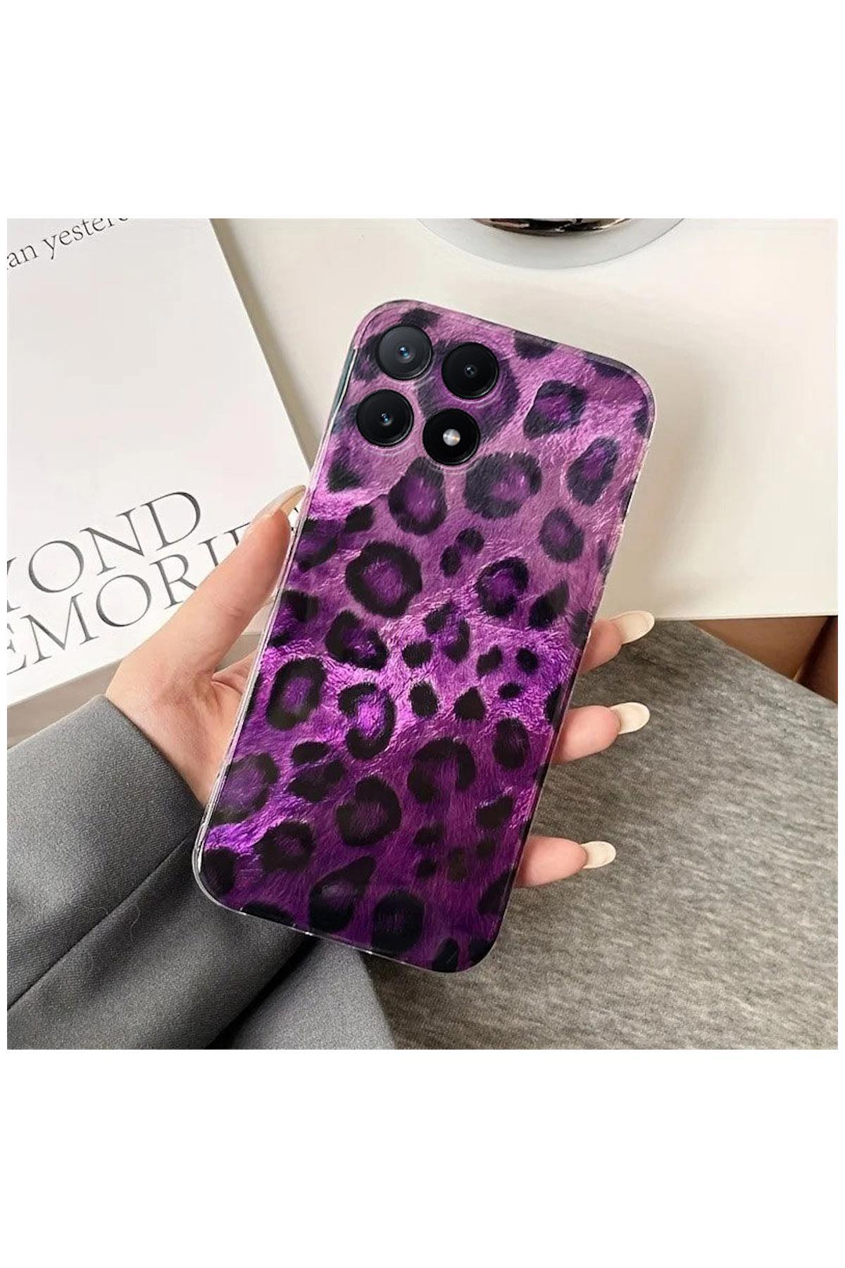 کاور و قاب کیس سازگار با شیائومی POCO X6 PRO 5G ZEBANA LUXE LEOPARD SILICONE CASE بنفش اورجینال Zebana
