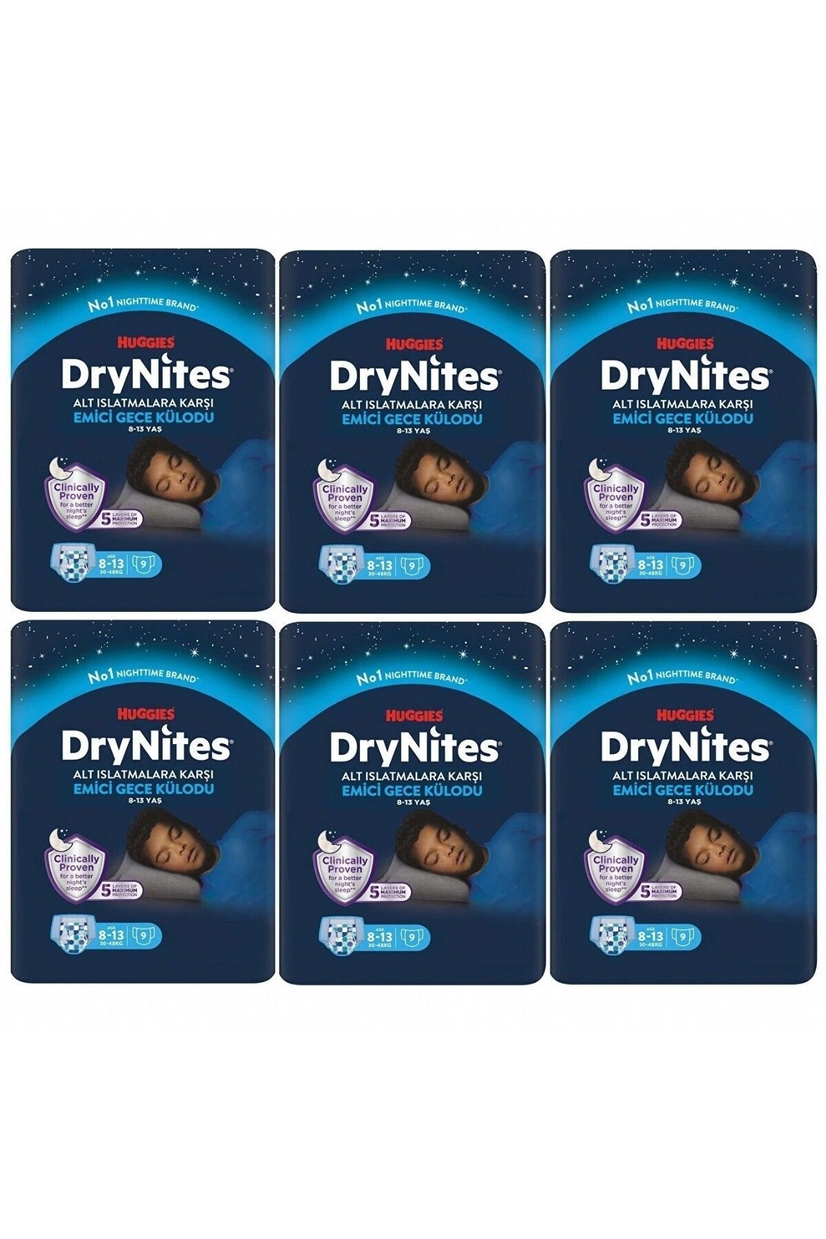 پوشک بچه شورت شب جاذب مردانه DRYNITES 8 13 سال 54 عدد اورجینال Huggies