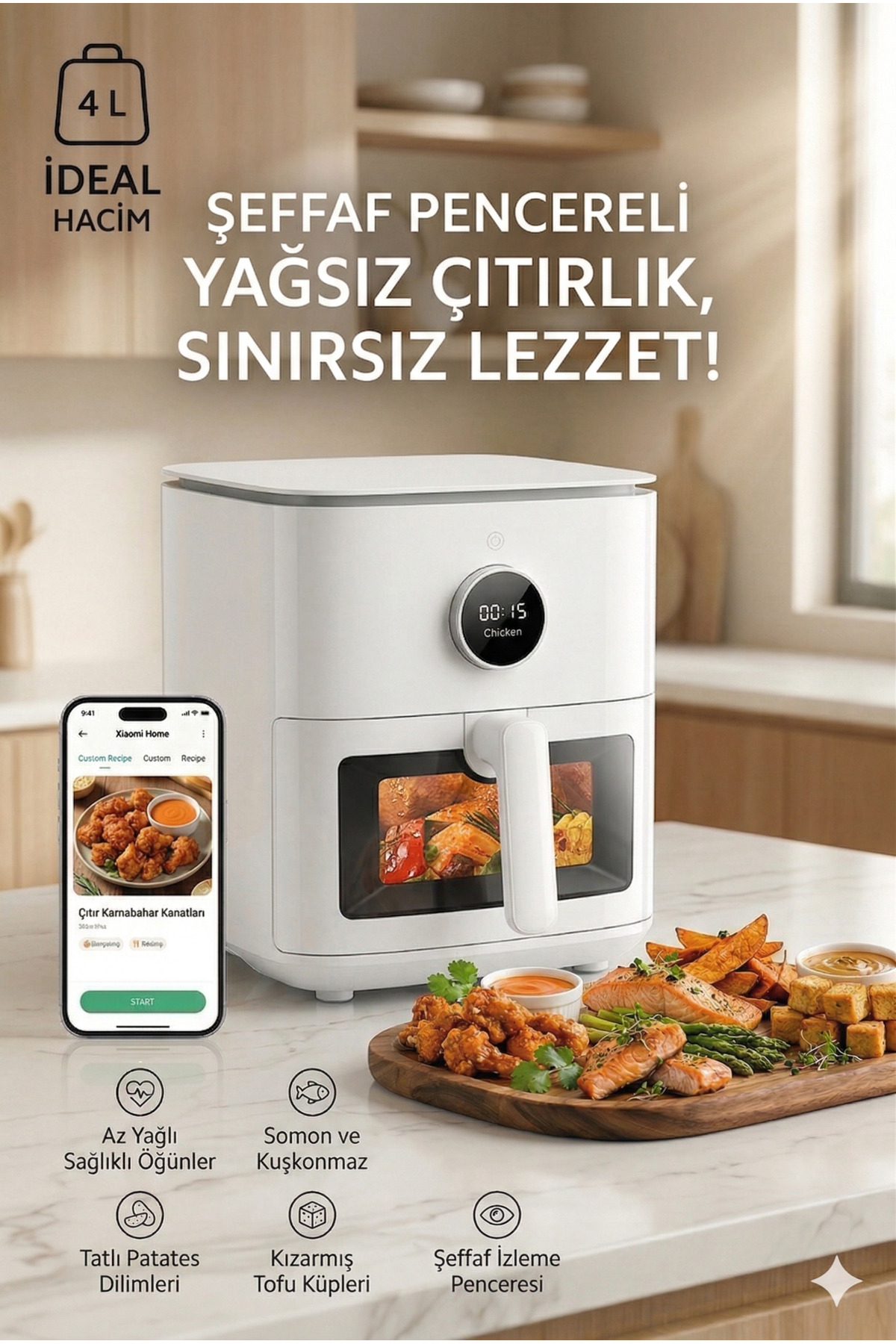 سرخ کن MI SMART AIR FRYER 6 L + 1 سال گارانتی هدیه اورجینال Xiaomi