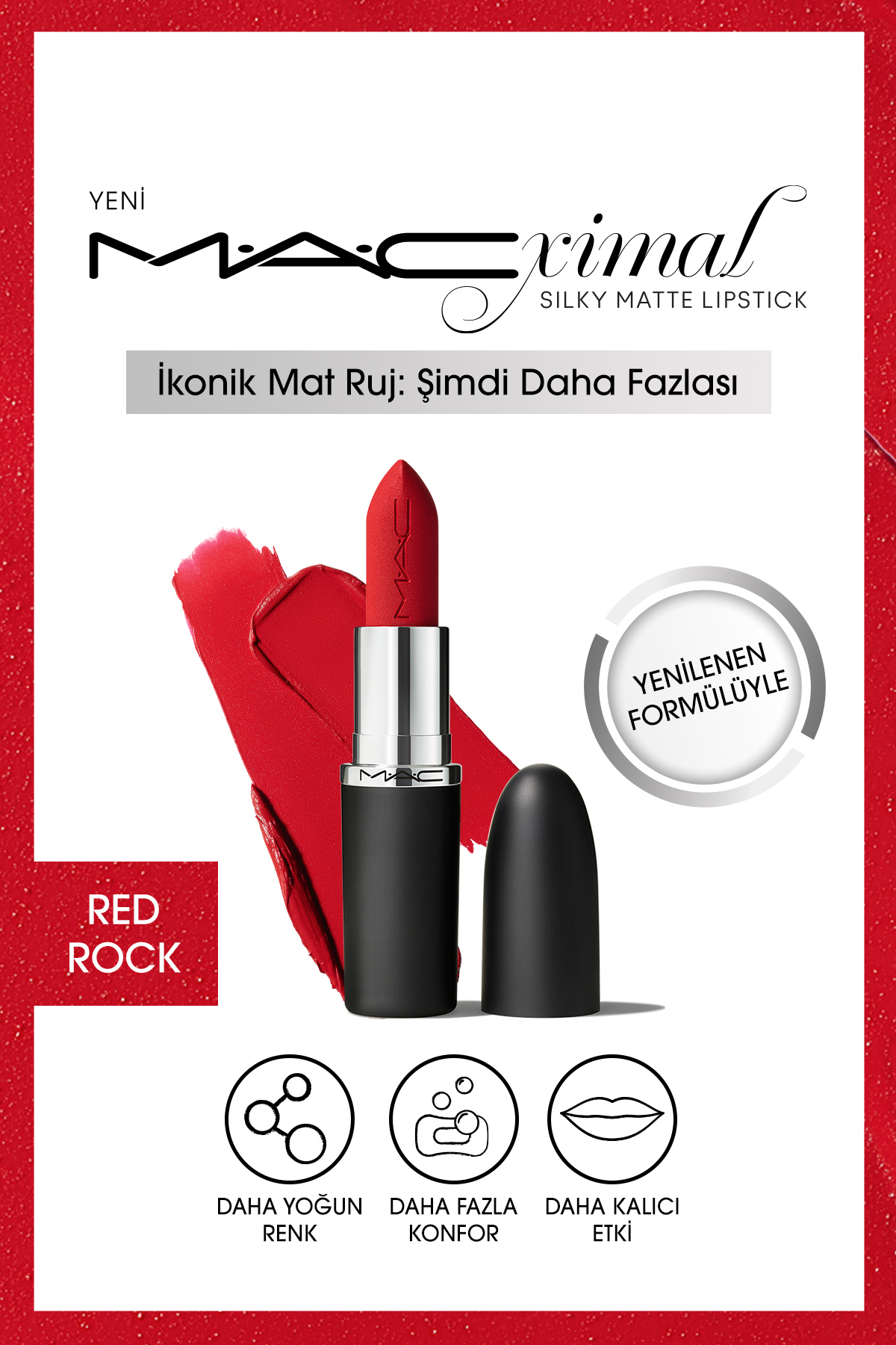 رژ لب M · A CXIMAL SILKY MATTE مرطوب کننده رنگی موثر RED ROCK KEYON765 Mac