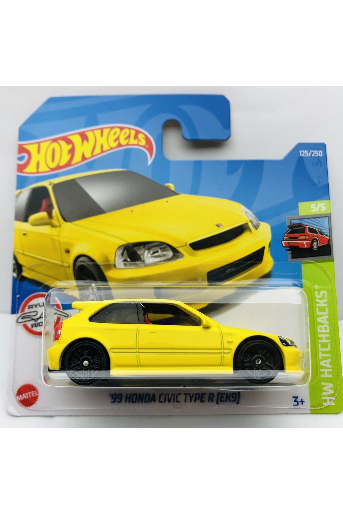 ماشین اسباب بازی 99 HONDA CIVIC TYPE R ANDEX9 YELLOW 1:64 SCALE HOTWHEELS BRAND 5 هات ویلز اورجینال HOT WHEELS