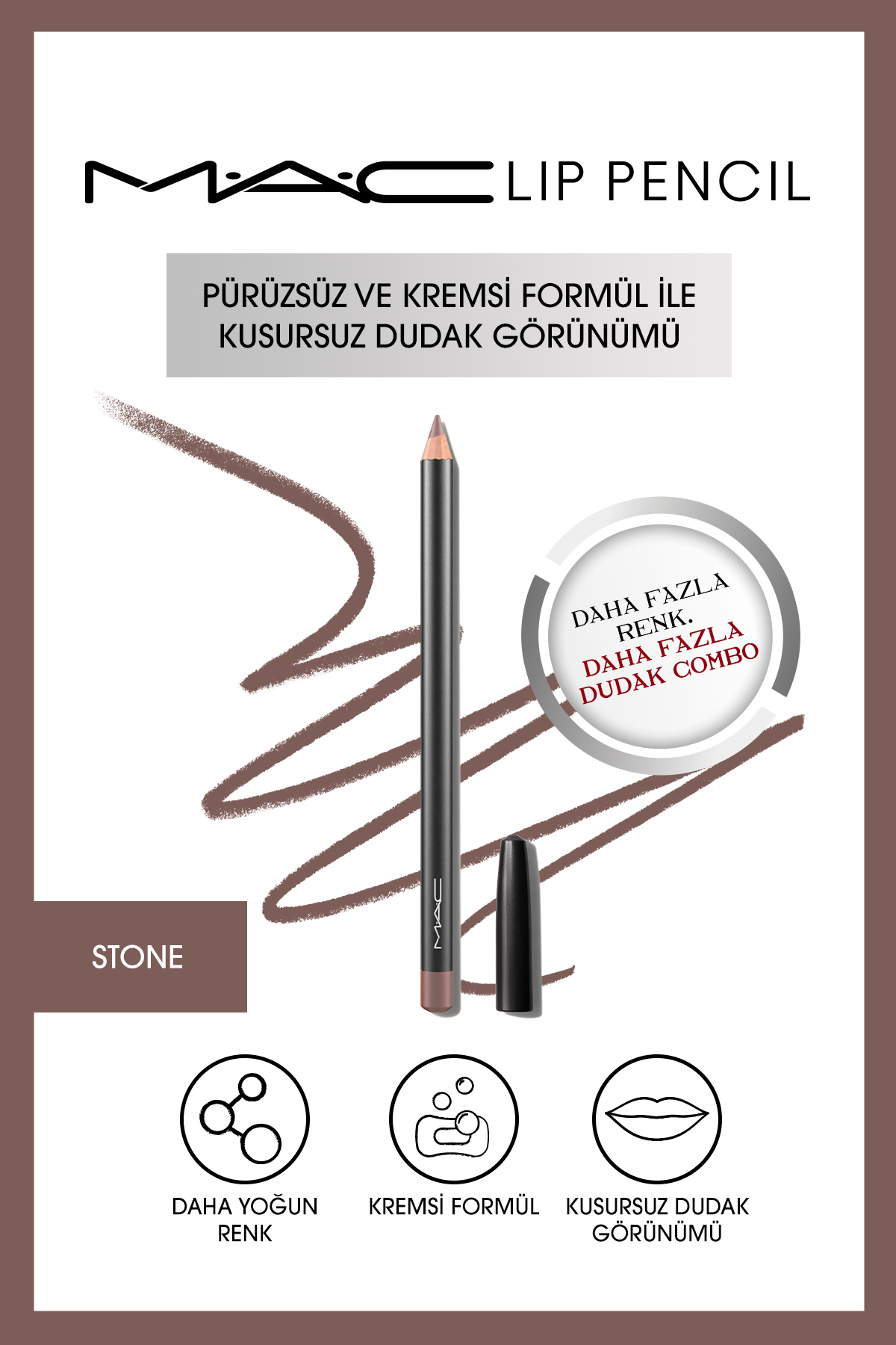 خط لب مداد دائمی کرمی سنگی 1.45 گرم Mac