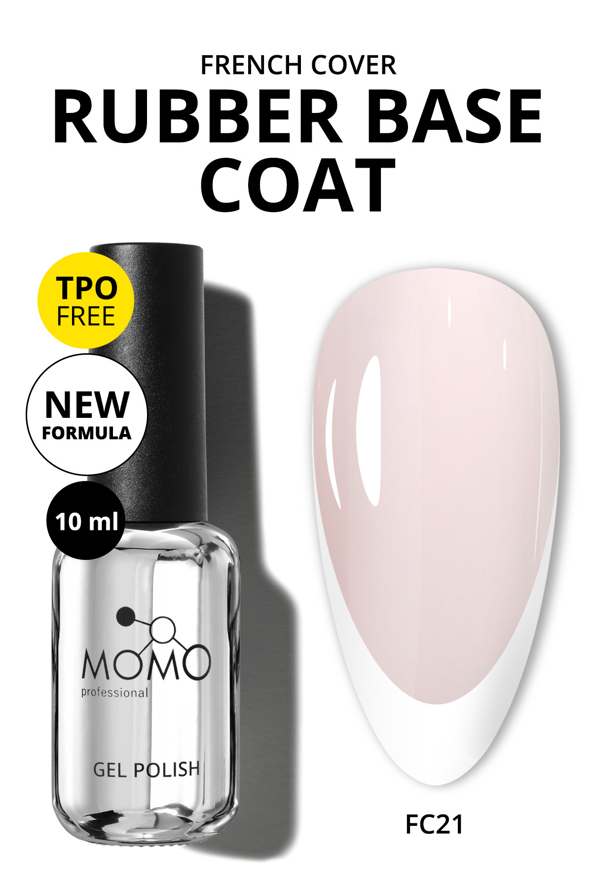 لاک بیس کاور لاستیکی فرانسوی 10 میلی لیتر رنگ طبیعی صورتی MOMO professional