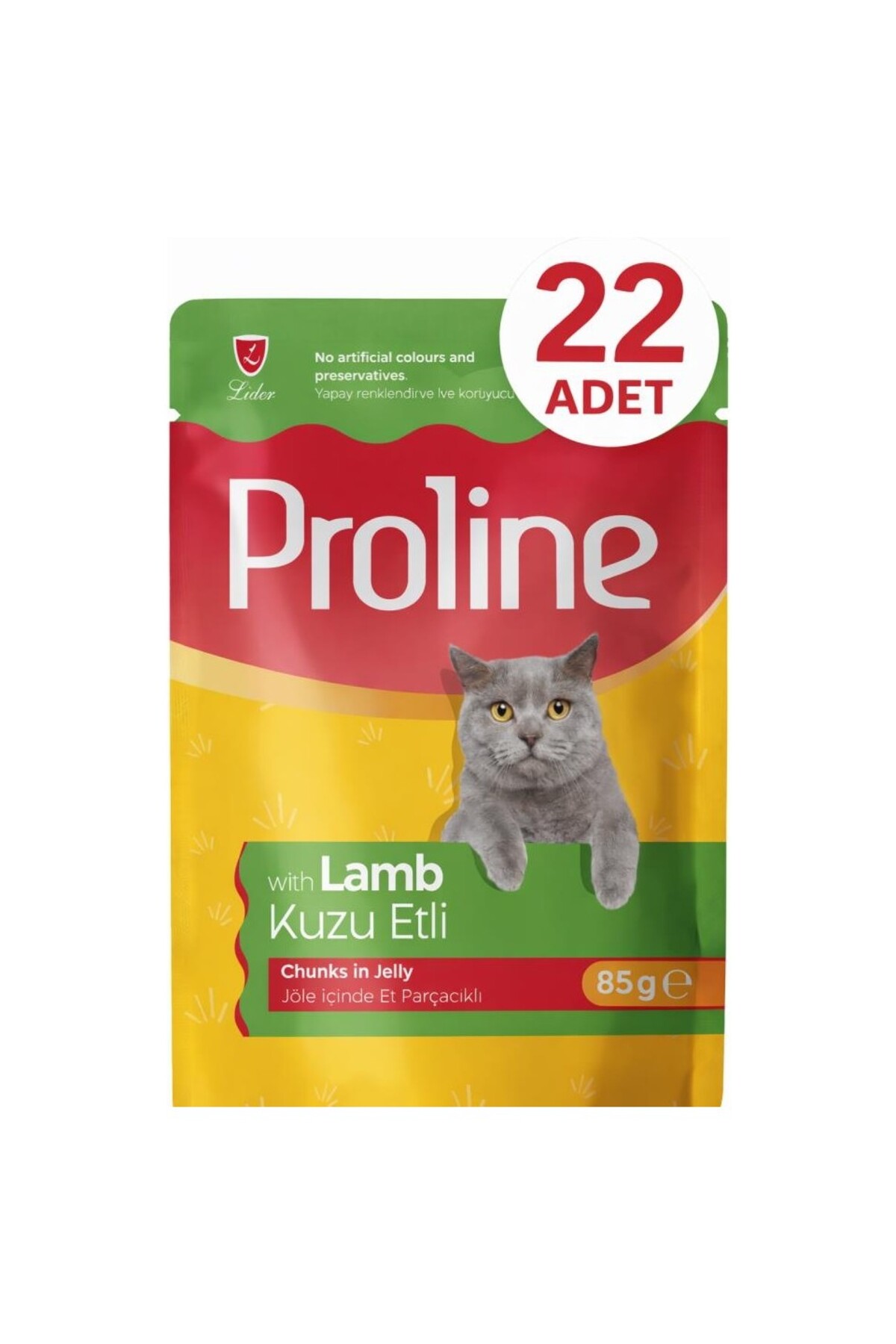 غذای مرطوب گربه با طعم گوشت بره پرولاین Proline، ۲۲ پوچ ۸۵ گرمی