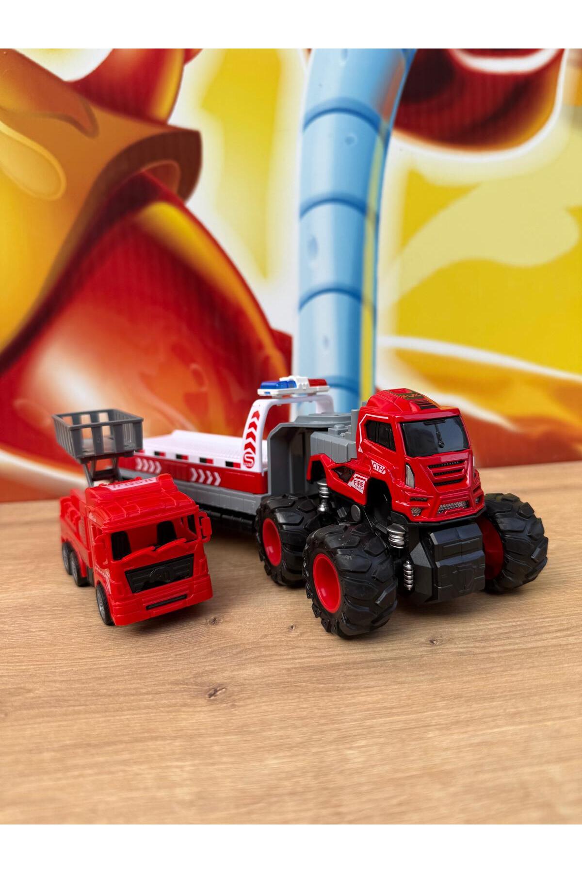 ماشین اسباب بازی مجموعه آتش نشانی 4X4 اصطکاکی دایکاست scntoys