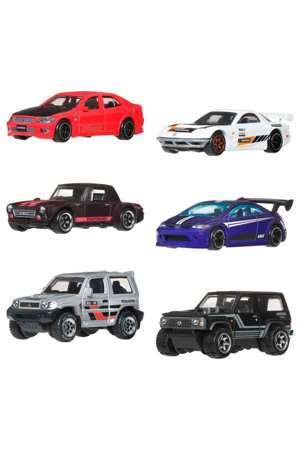 مجموعه ۶ ماشین اسباب‌بازی هات ویلز Hot Wheels Silver Series با تم ژاپنی، مقیاس 1:64، مدل JLB23