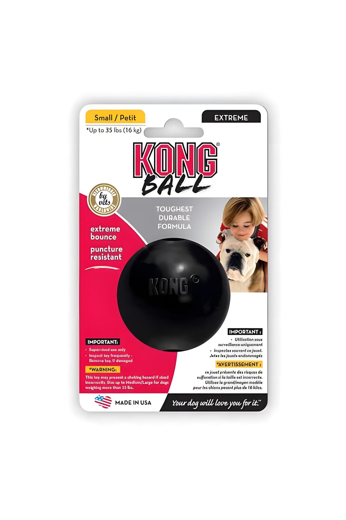 اسباب‌بازی جویدنی توپی سگ کنگ Kong Extreme، فوق‌العاده سخت، مدل S مشکی