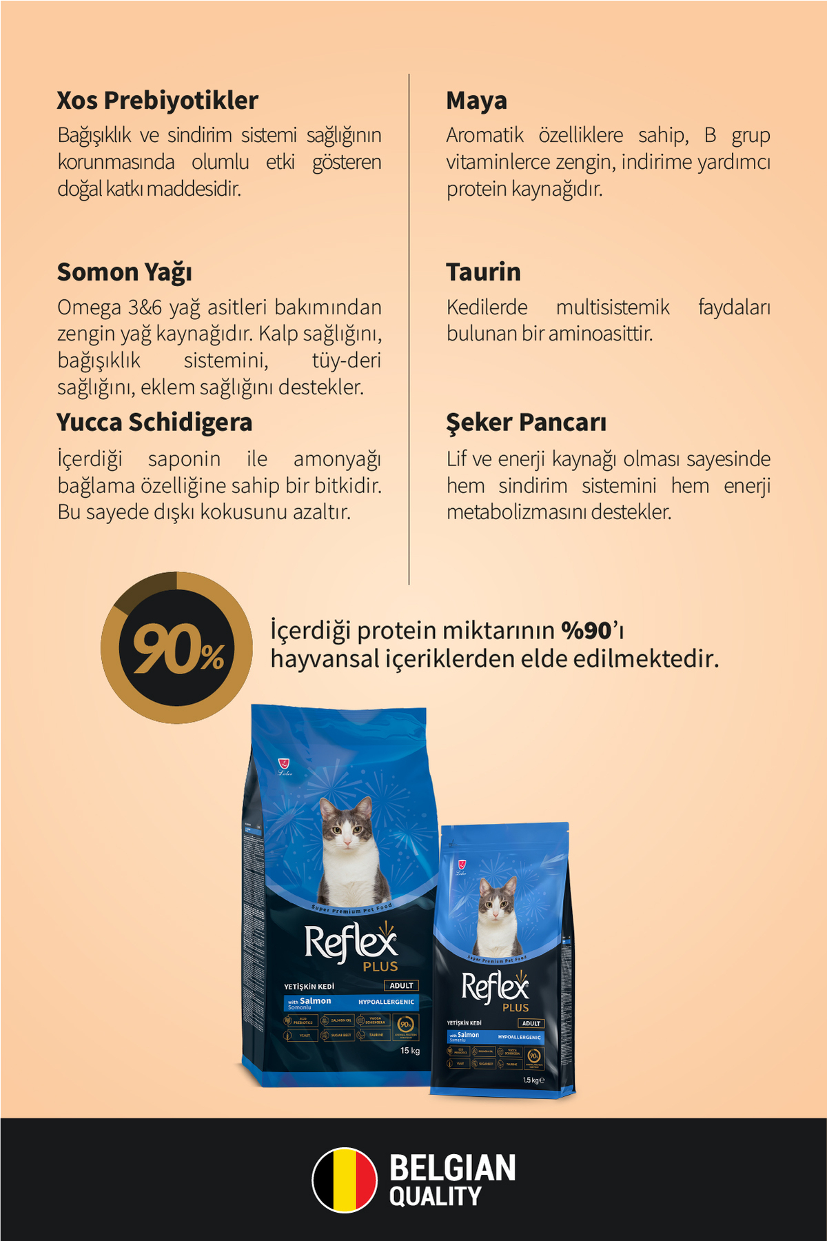غذای خشک گربه بالغ کم‌حساسیت با طعم سالمون رفلکس Reflex، ۱٫۵ کیلوگرم 1,5 kg
