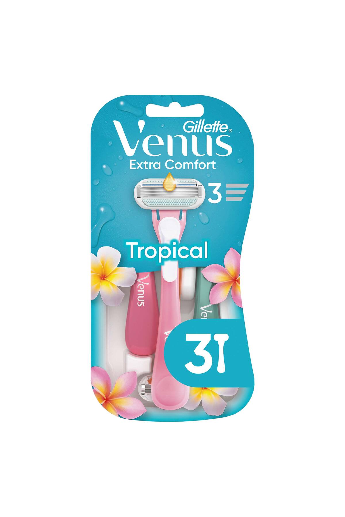 تیغ اصلاح یکبار مصرف زنانه و مرطوب گیللت ونیس مدل Tropical بسته 3 عددی گیلاتا وانوس Gillette Venus