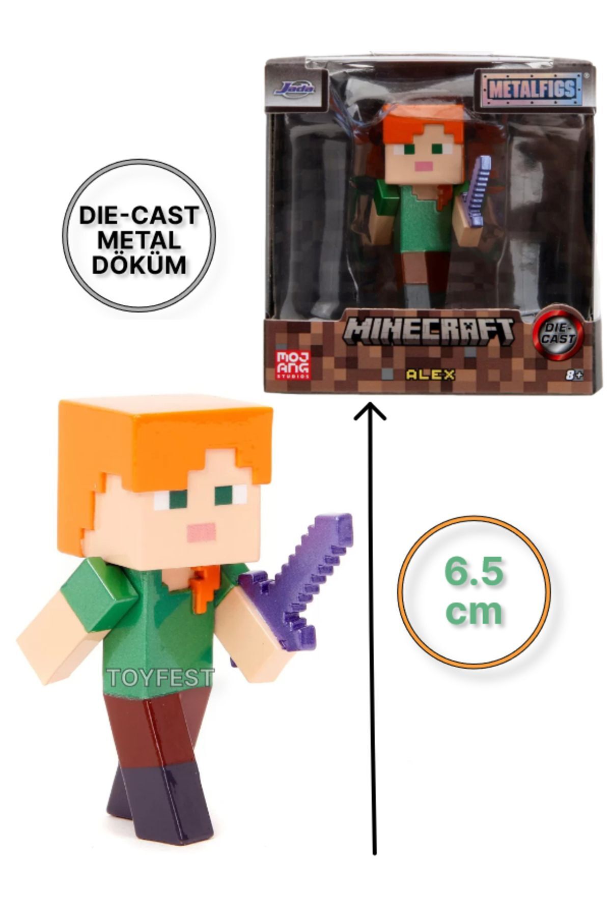اسباب بازی های فیگور شخصیت JADA MINECRAFT METAL CASTING DIE CAST FIGUR CHARACTERS ALEX 6.5 سانتی متر TOYFEST