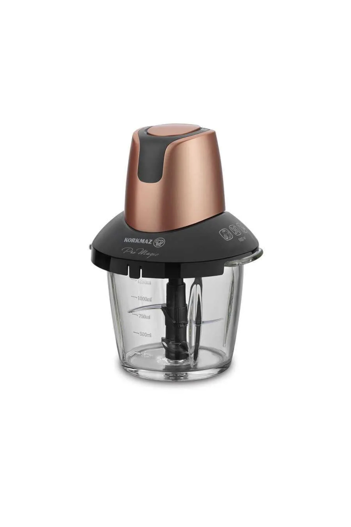 خردکن و غذا ساز PRO MAGIC 4 BLADE ROSAGOLD مشکی GLASS CHOPPER A460 05 اورجینال KORKMAZ